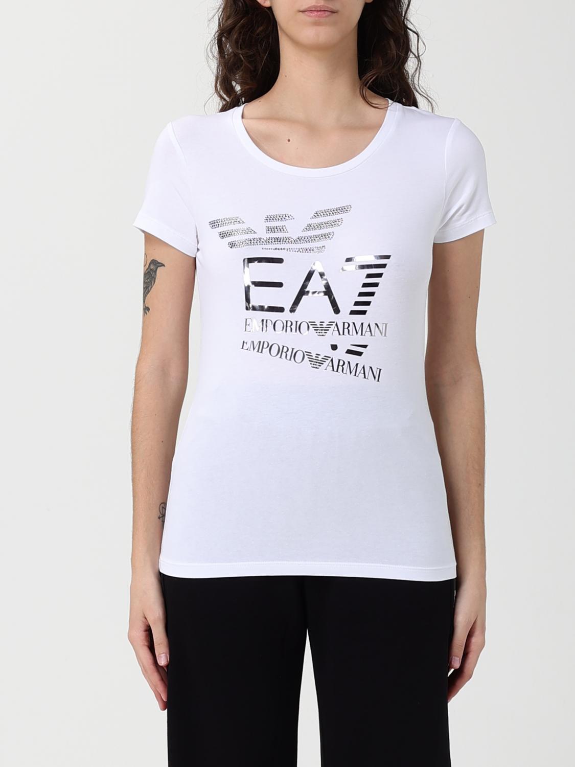 EA7 Baumwoll-T-Shirts mit Strass-Logo