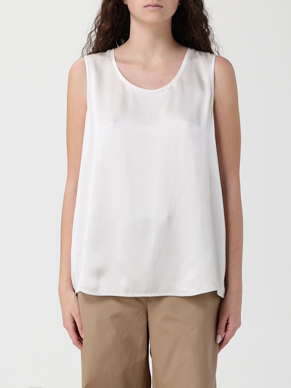's Max Mara Basic Satin Top In White