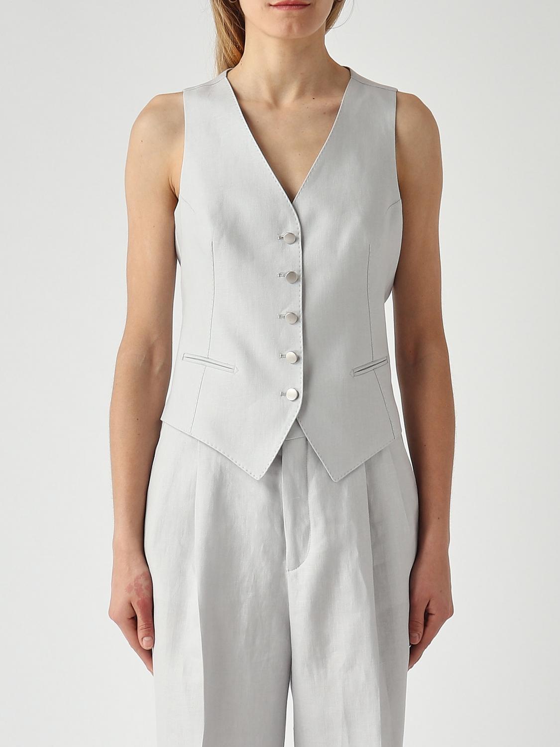 Tagliatore Linen Single-breasted Vest In White