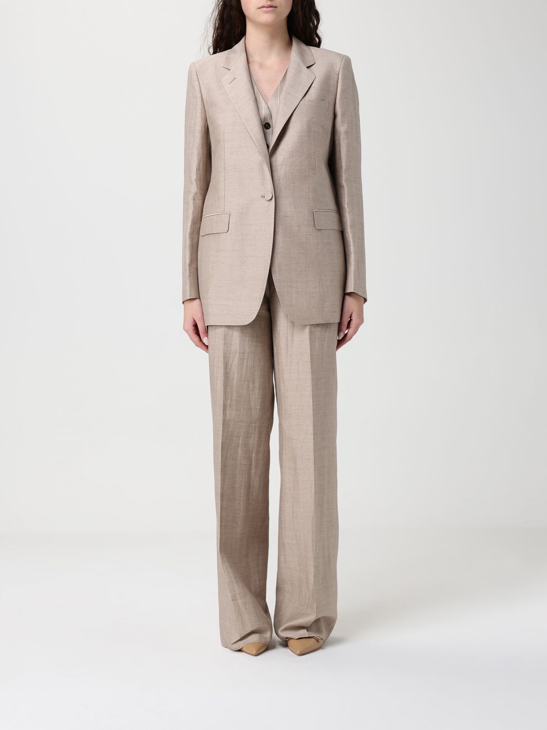 TAGLIATORE Single-Breasted Linen Blend Suit