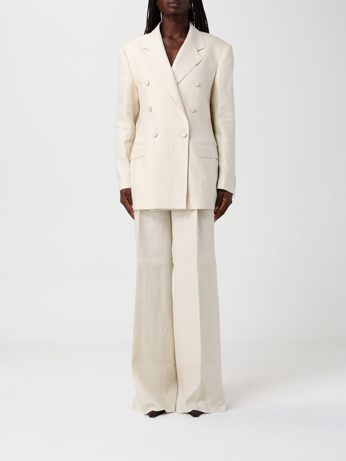 TAGLIATORE Double-Breasted Linen Blend Suit