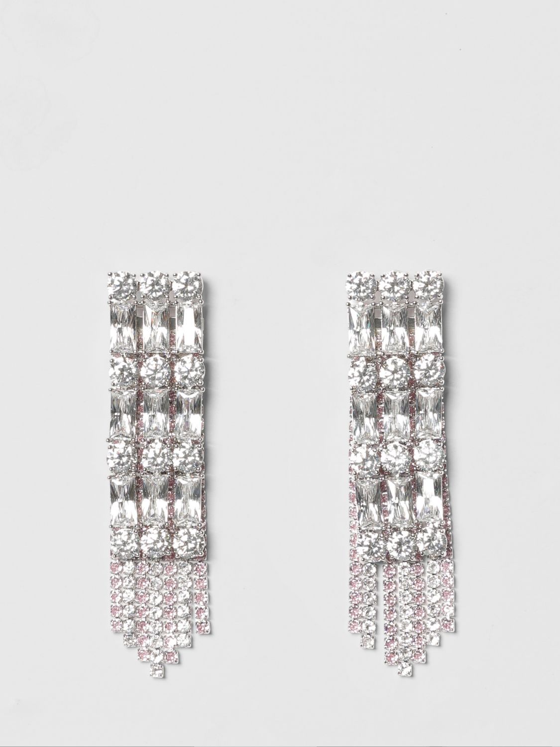 SELF-PORTRAIT Brass earrings with encrusted rhinestones