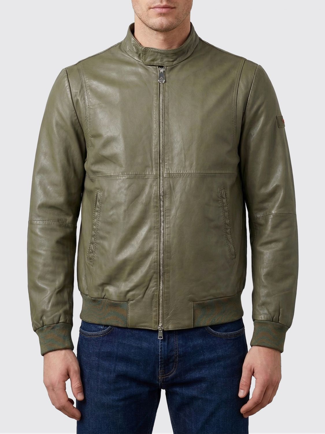 Peuterey Leather Bomber In 그린