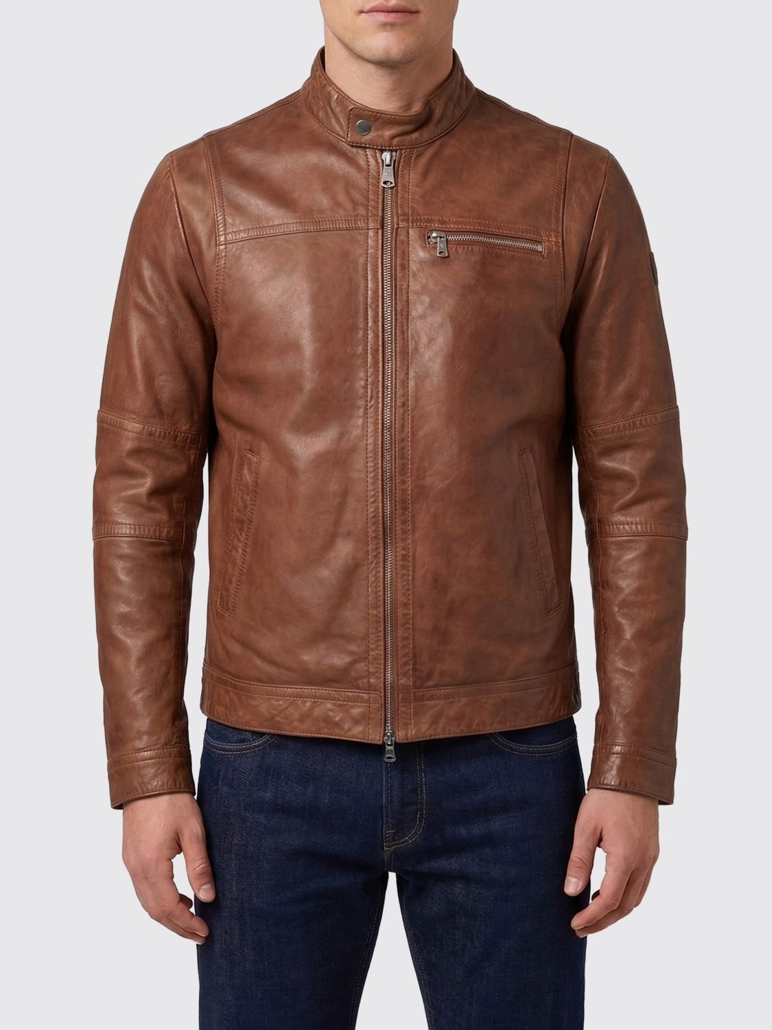 Peuterey Leather Jacket In 브라운