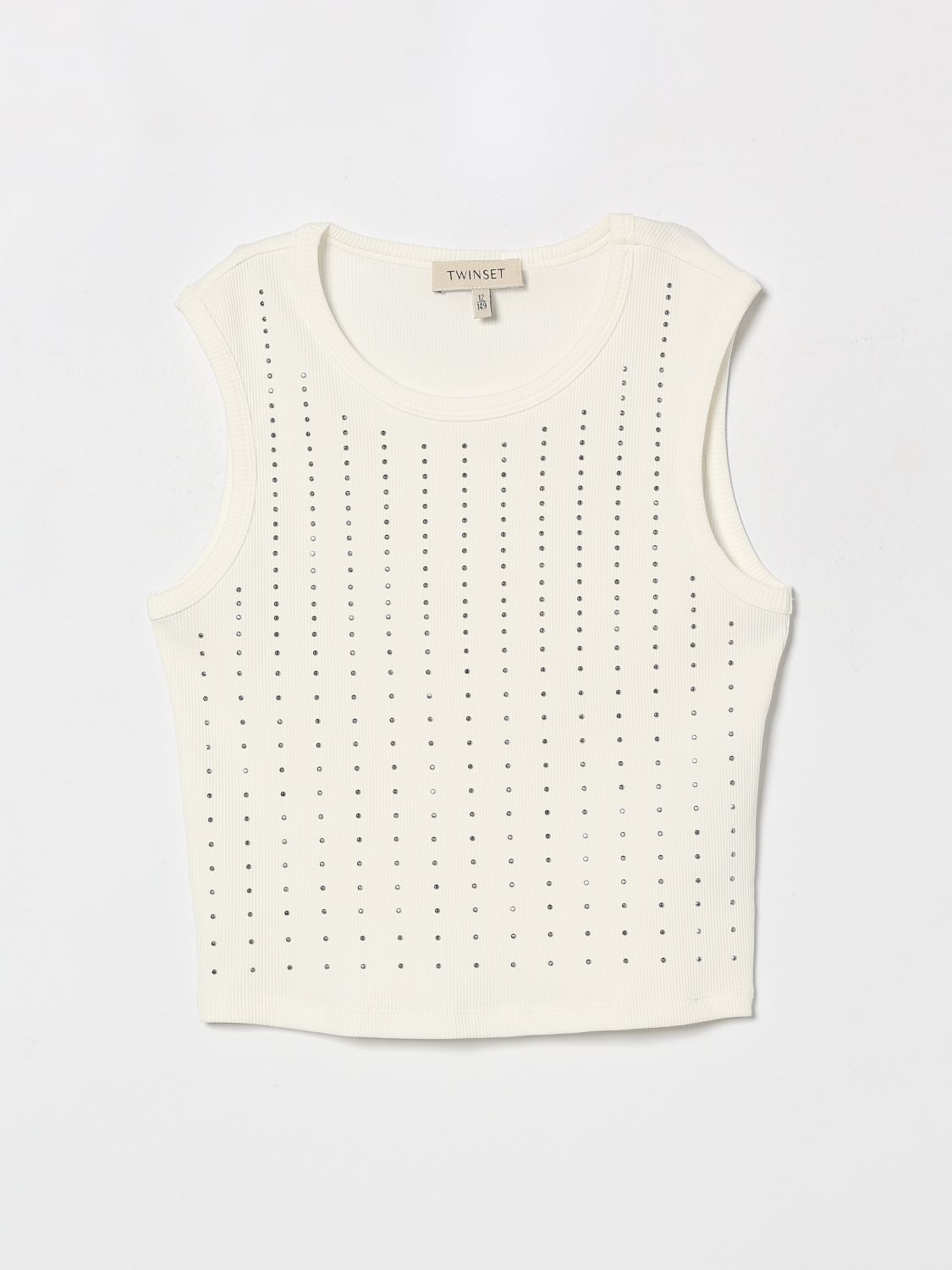 Twinset Baumwoll-Tanktop mit Strass-Logo