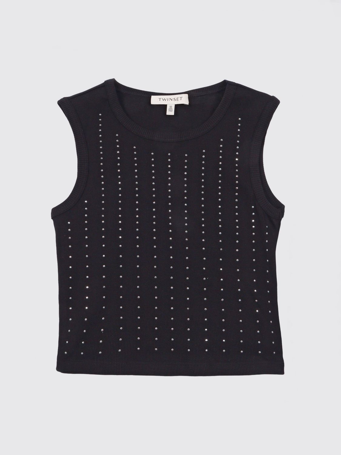 Twinset Canotta in cotone con logo di strass