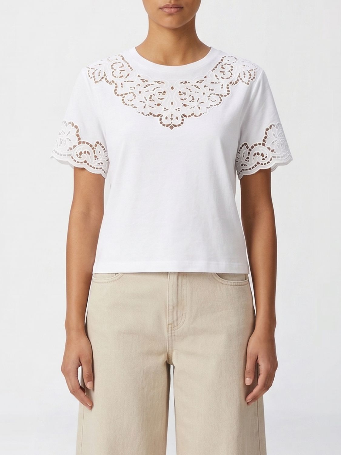 Twinset Baumwoll-T-Shirts mit Stickereien