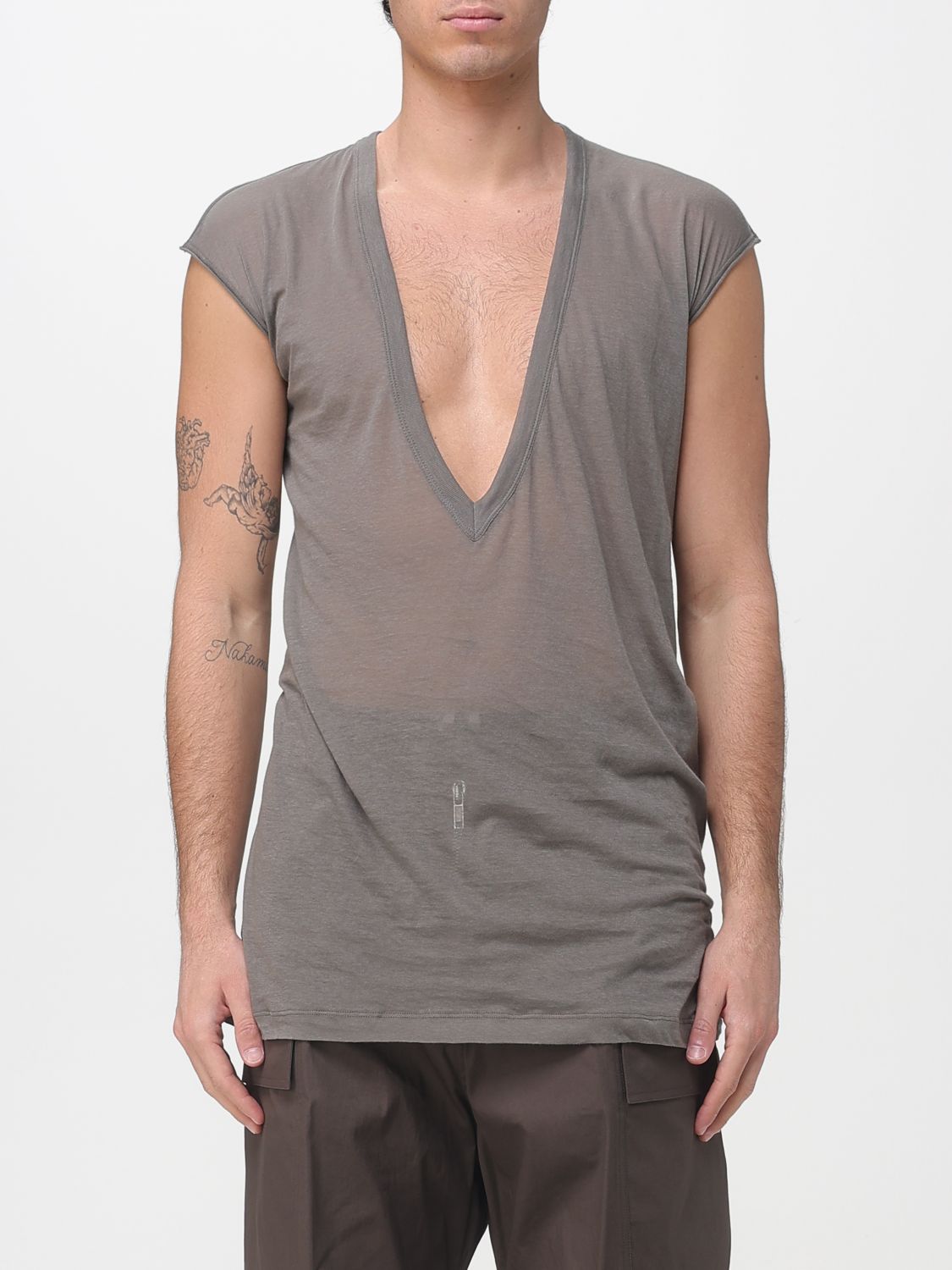 RICK OWENS V-Neck Cotton T-Shirt