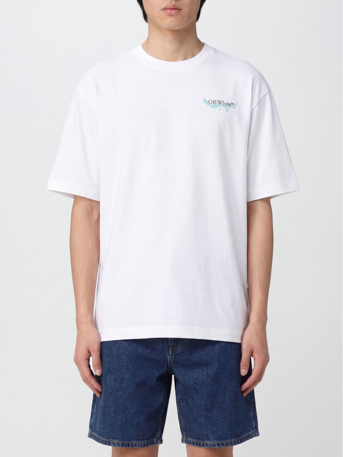 Off-White Cotton T-shirt with Arrow Print
