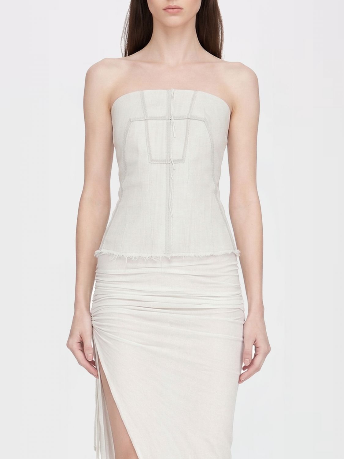 Rick Owens DRKSHDW Bustier Top in Stretch Denim Rick