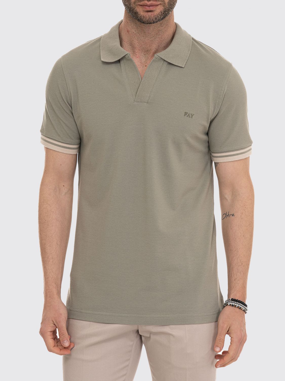 FAY Polo Shirt Men color Dove Grey