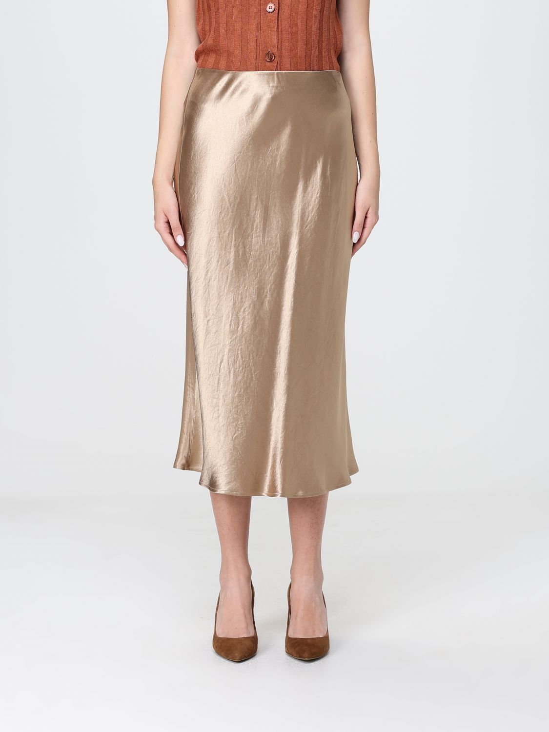 Mm Max Mara Silk Skirt In Brown