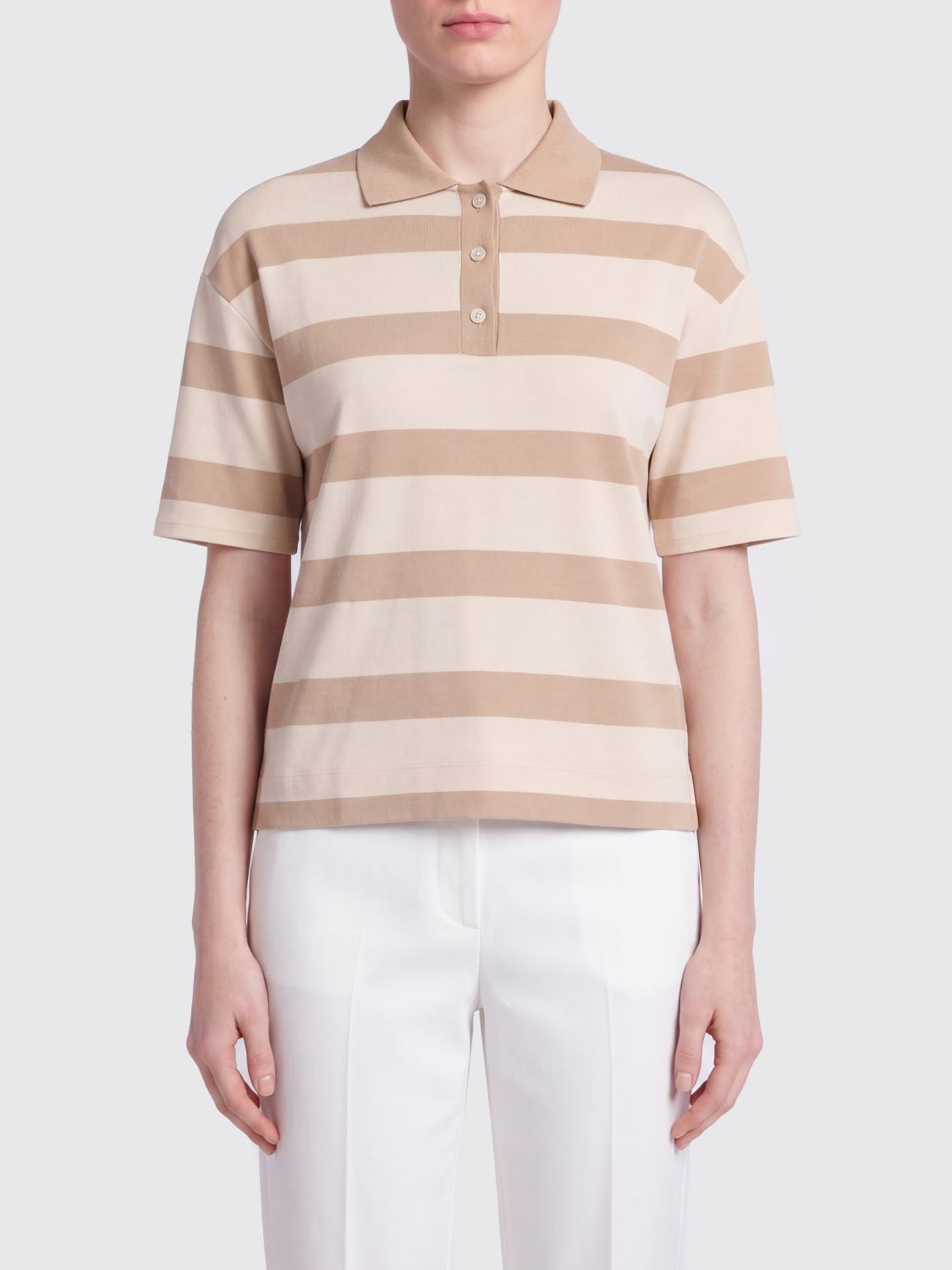 MM Max Mara Striped Cotton Polo Shirt