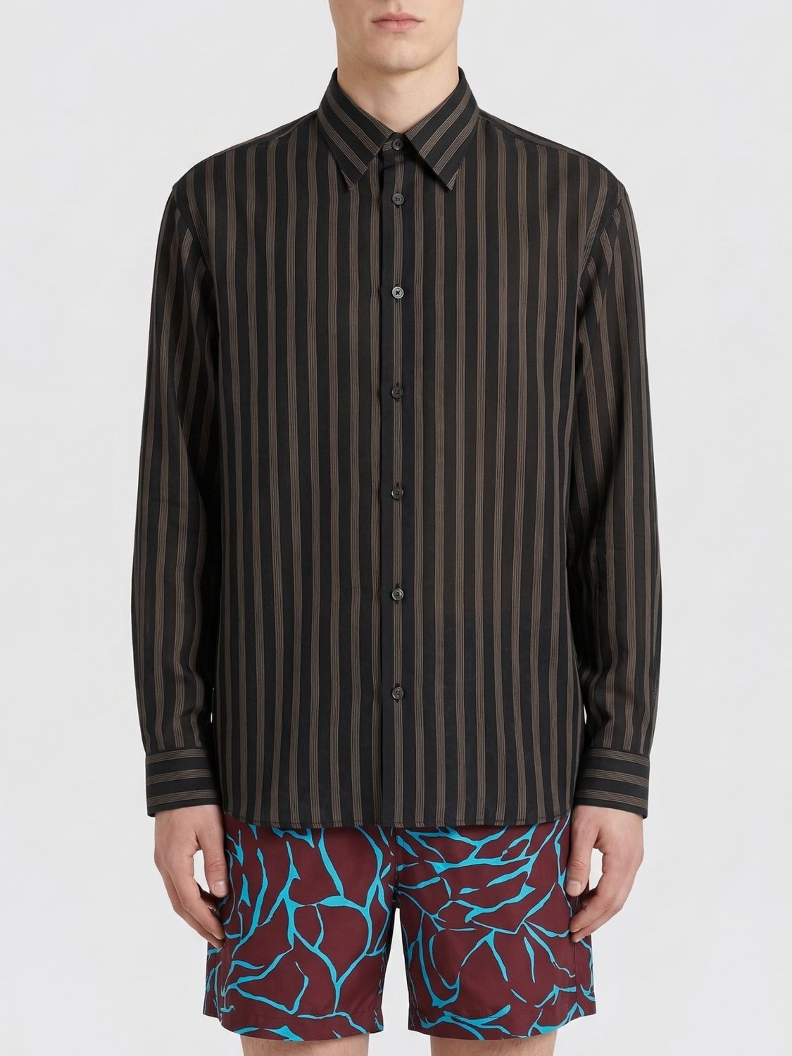 DRIES VAN NOTEN Striped Cupro Shirt　DRIES VAN NOTEN ストライプ キュプラ シャツ DRIES