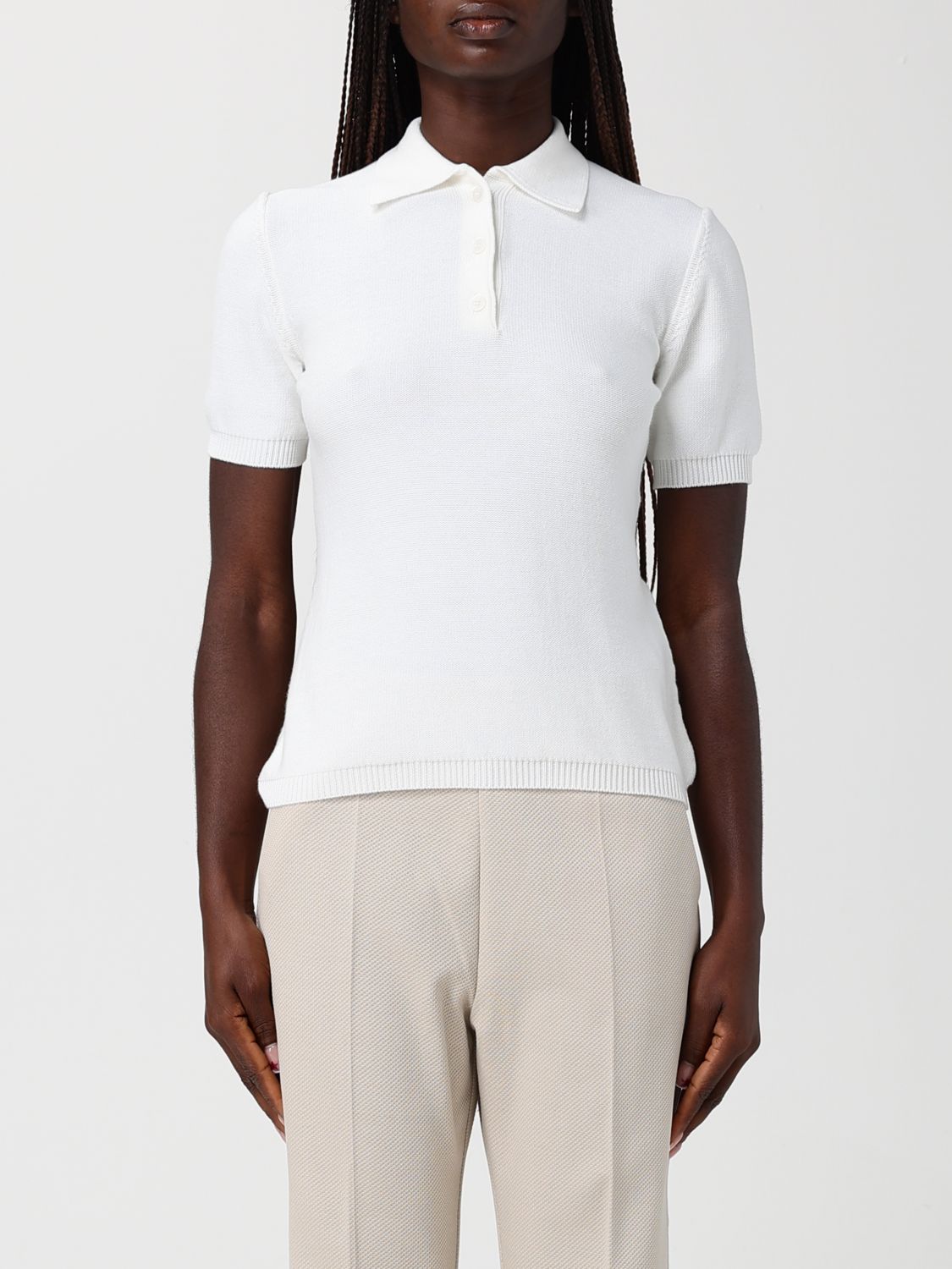 Mm Max Mara Cotton Knit Polo Shirt