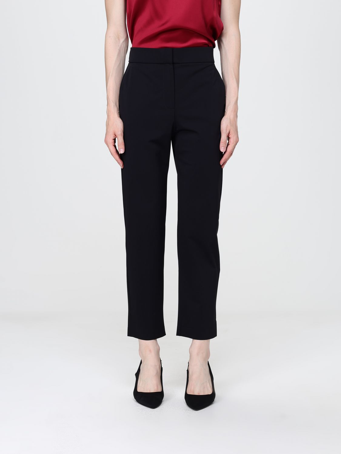 Mm Max Mara Cropped Crepe Trousers In Black