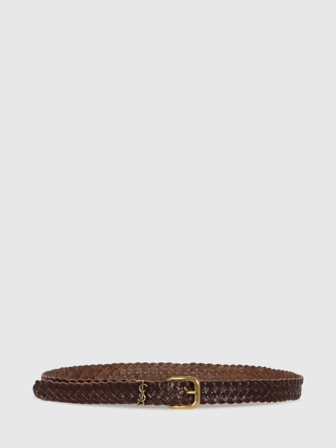 SAINT LAURENT Cintura Cassandre in pelle intrecciata