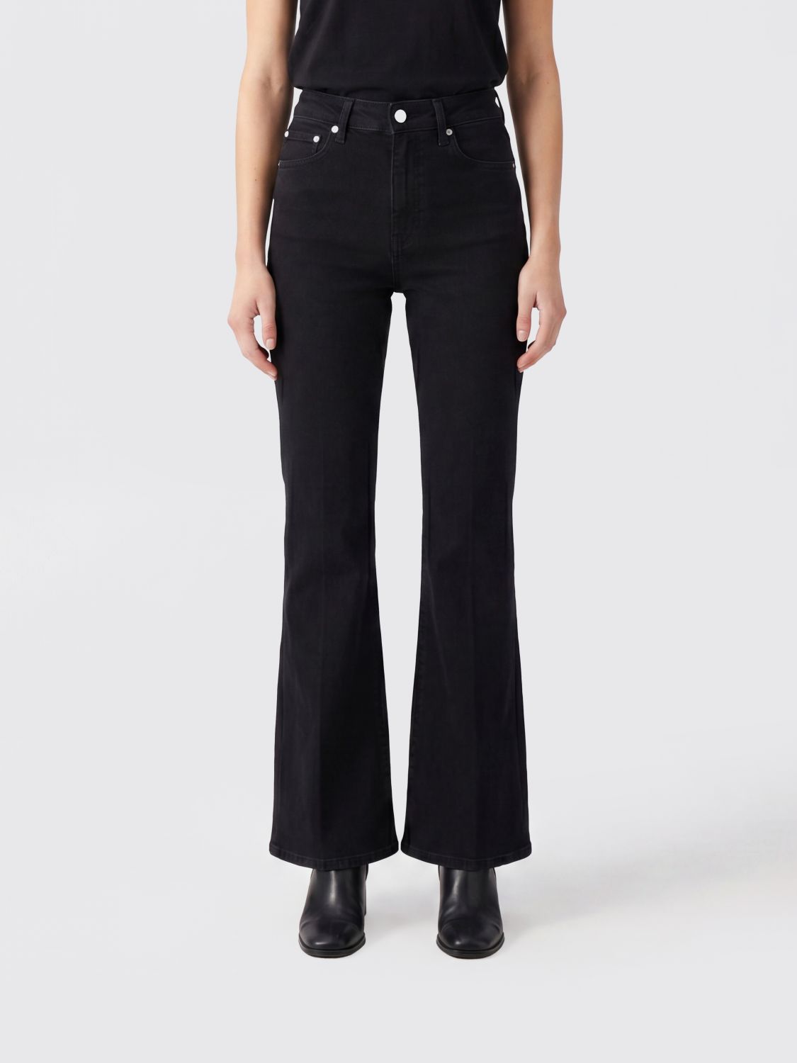 Cycle Flared Jeans In Cotton Denim In Black