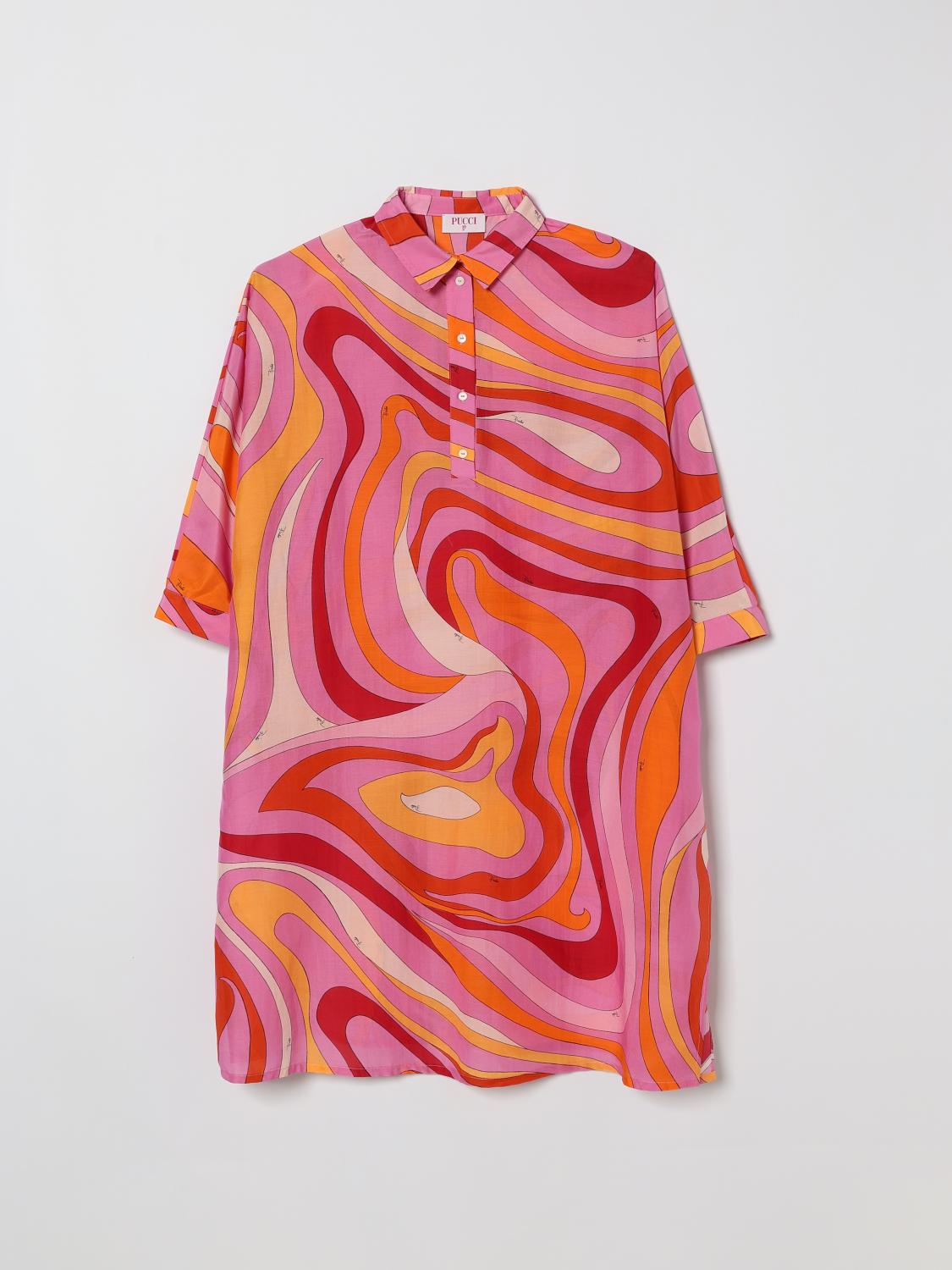 PUCCI Bedrucktes Chemisierkleid aus Baumwolle und Seide