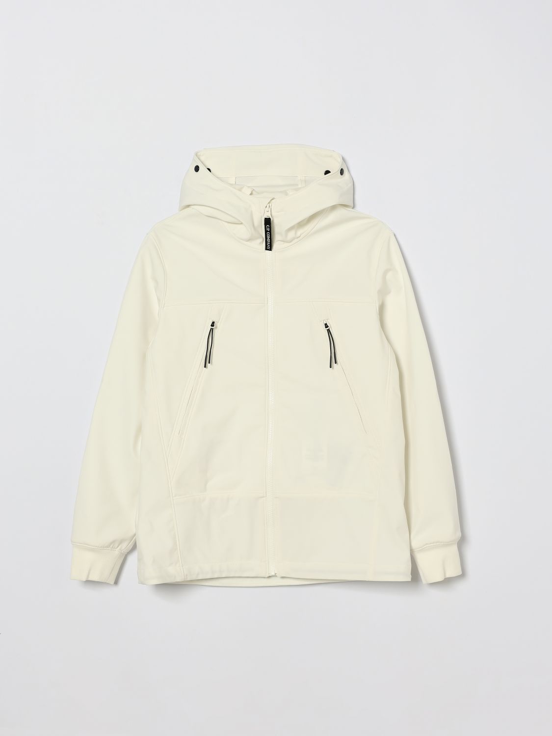 C.p. Company Kids'  Polyester Jacket With Hood And Lens In Neutral