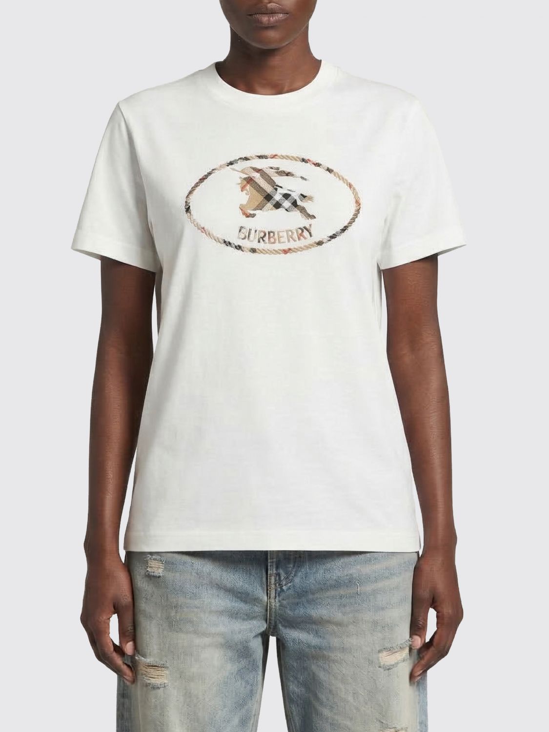 BURBERRY Cotton T-Shirts with Logo　BURBERRY ロゴ入りコットンTシャツ BURBERRY