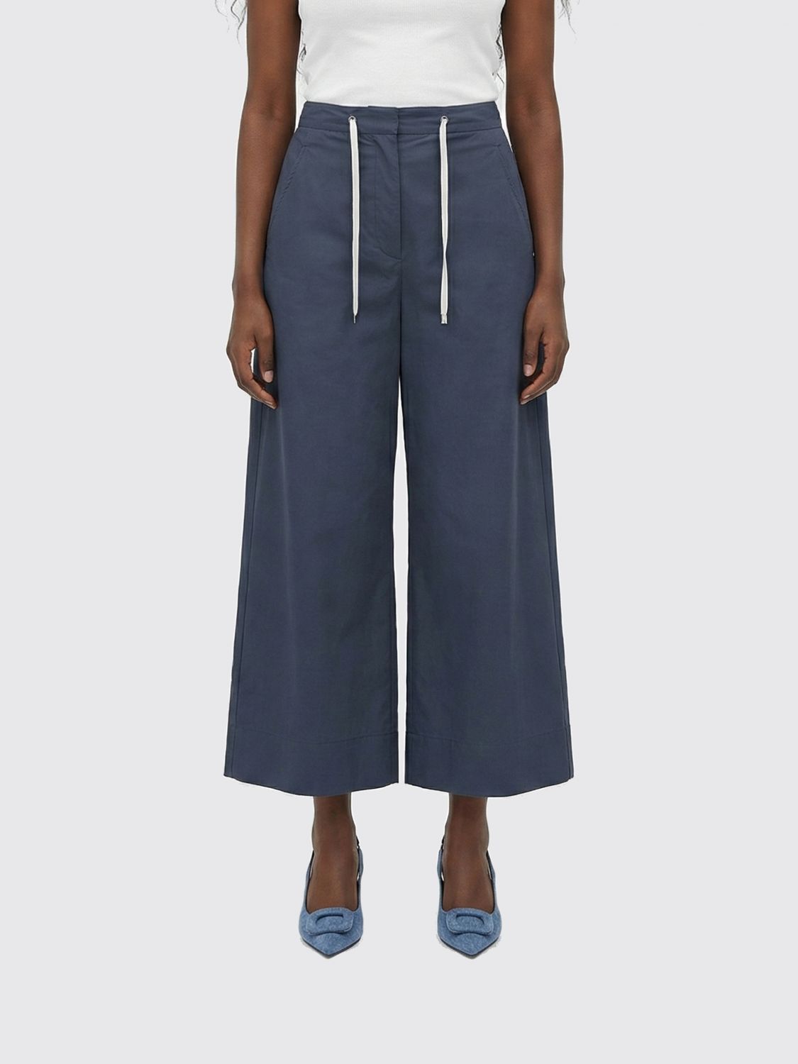 's Max Mara Cotton Cropped Trousers In Blue
