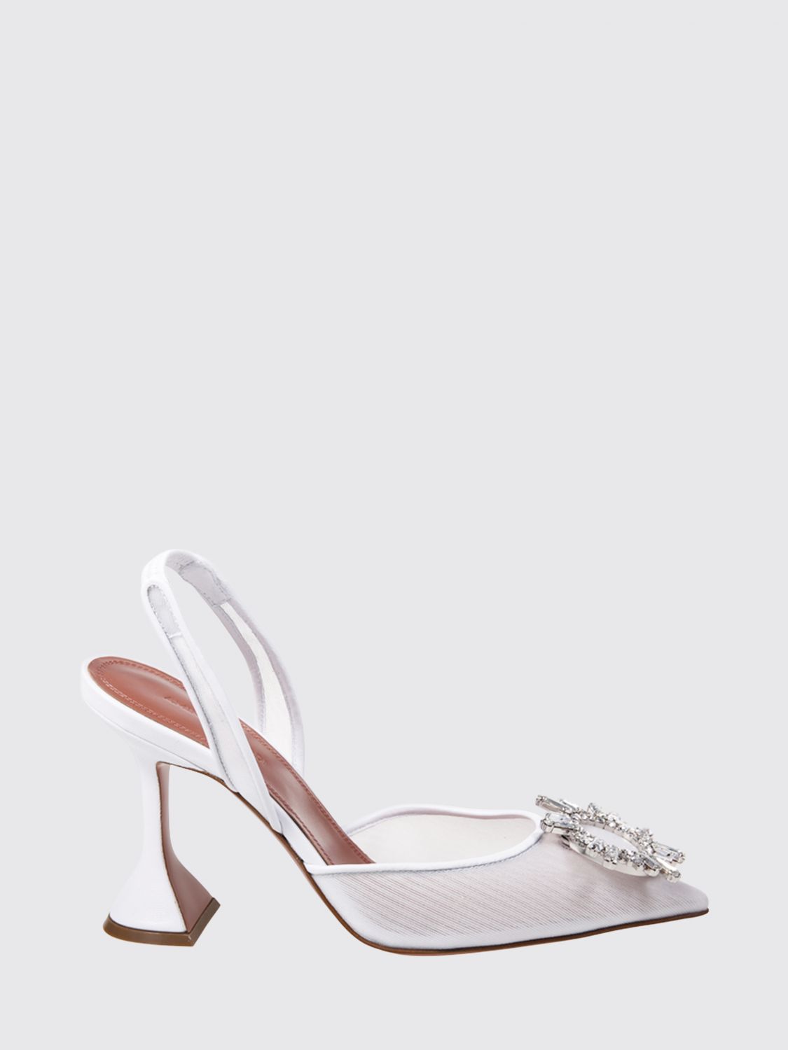 AMINA MUADDI Slingback Begum in nylon a rete e pelle con fibbia gioiello