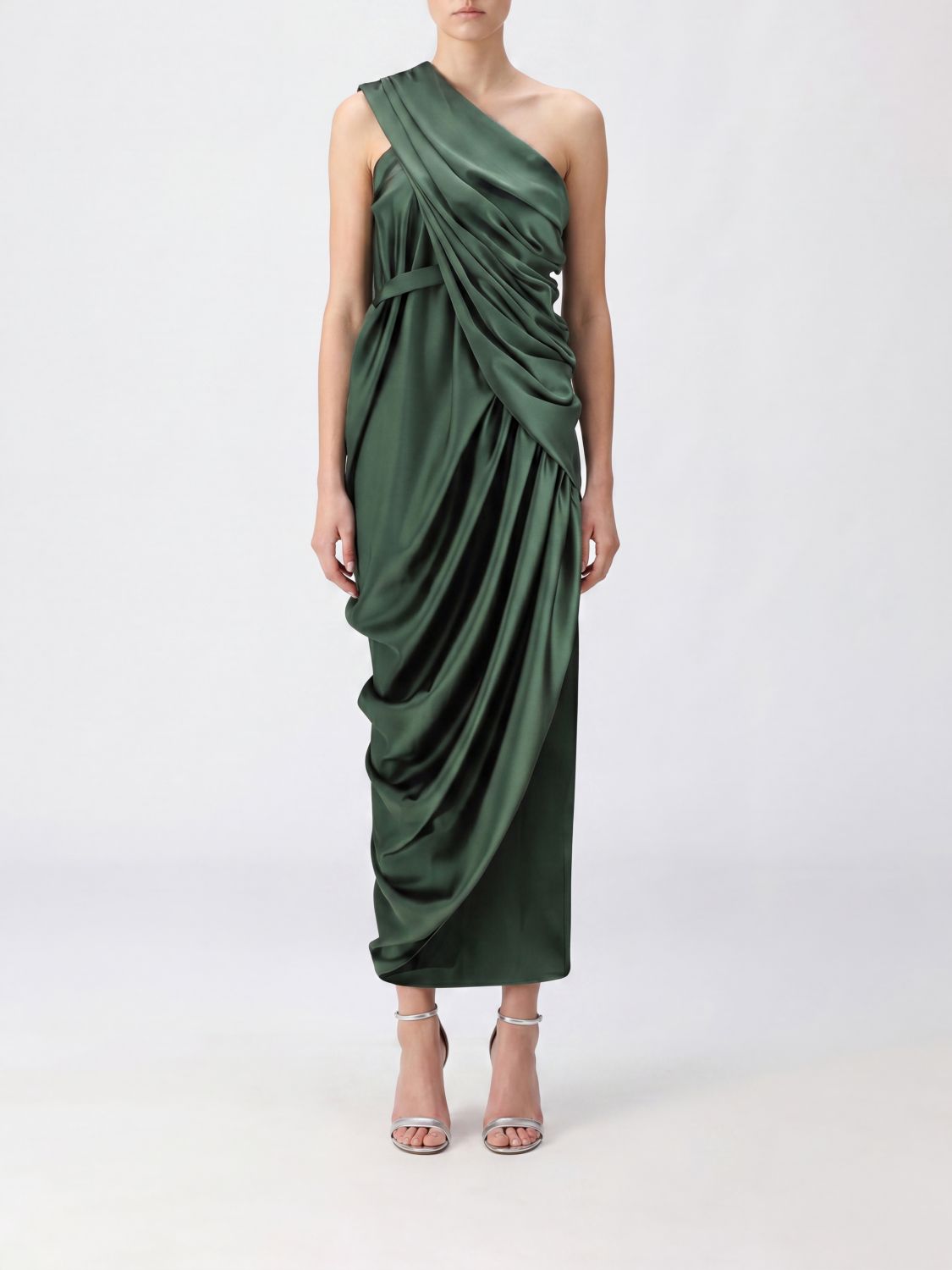 VIVIENNE WESTWOOD Abito midi in raso drappeggiato