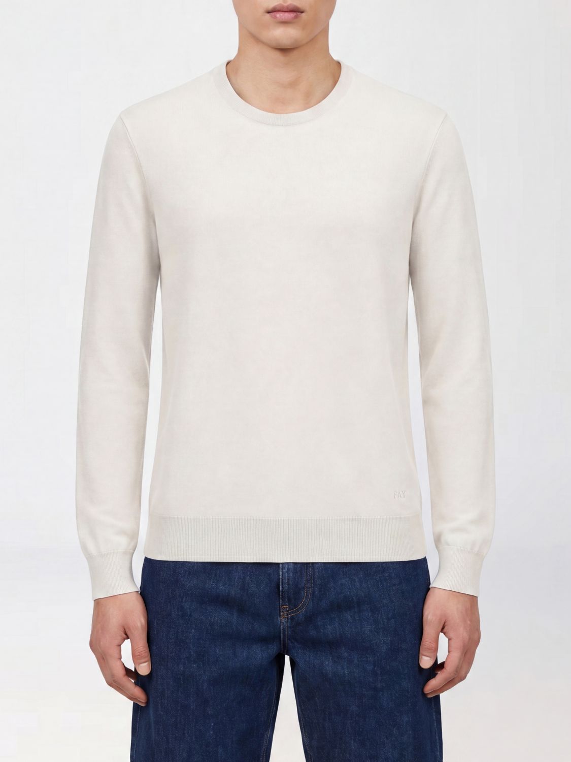 FAY Pullover basic in cotone e seta