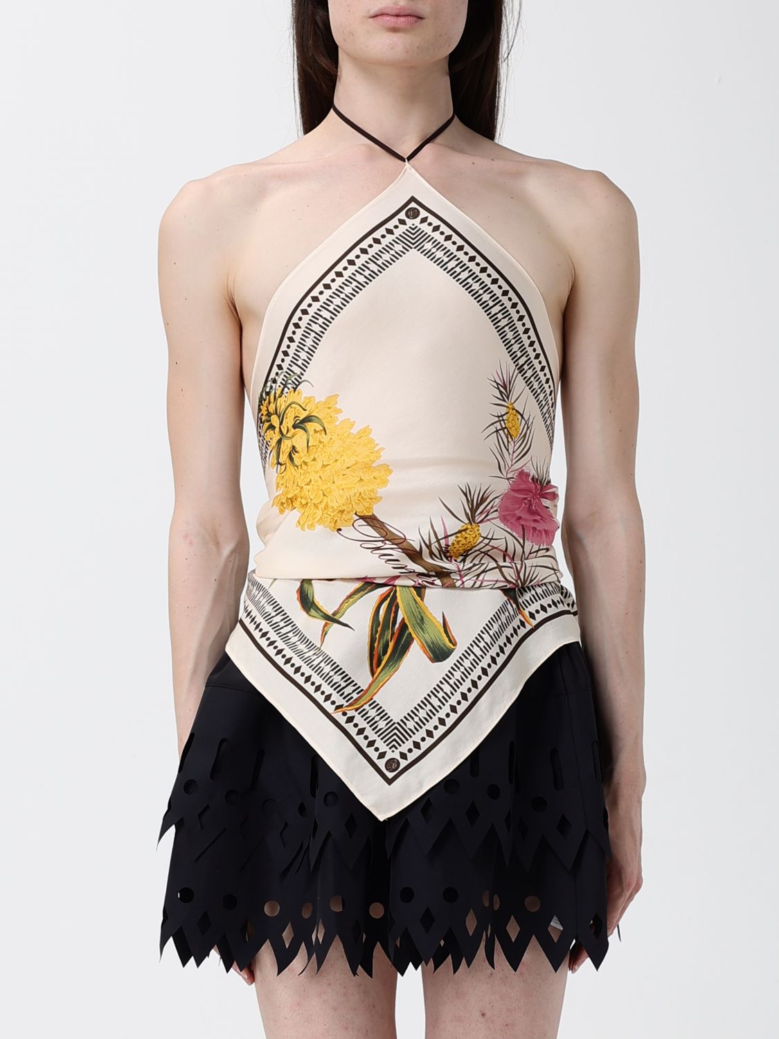 BLUMARINE Top foulard in raso stampato