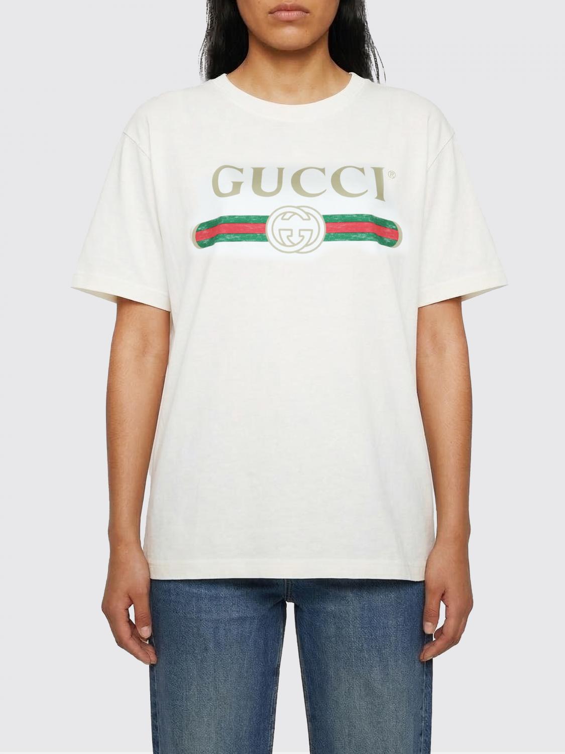 GUCCI Cotton Crew Neck T-Shirt with Logo
