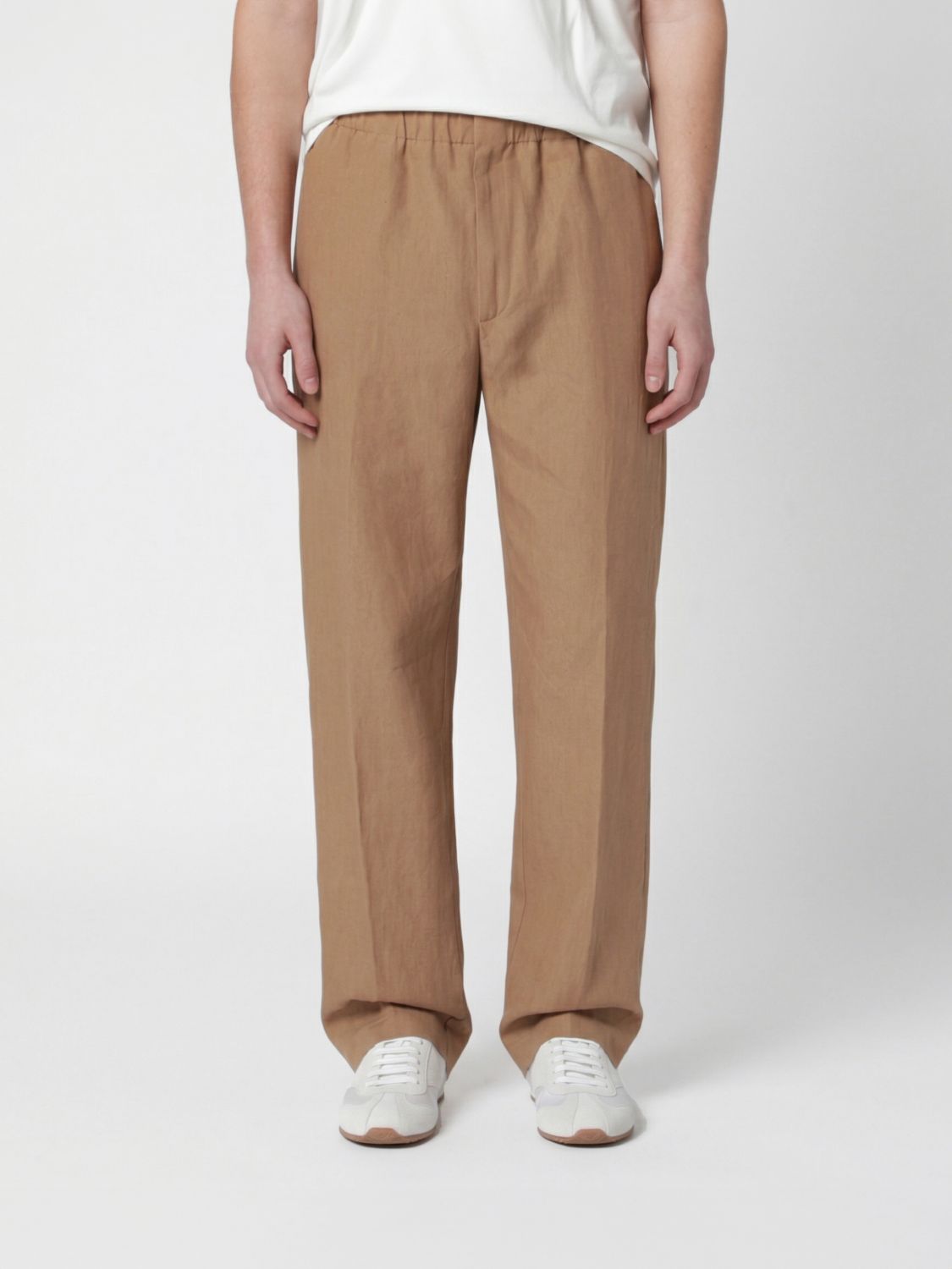LARDINI Wide-Leg Linen Blend Trousers　LARDINI ワイドレッグ リネンブレンド パンツ LARDINI