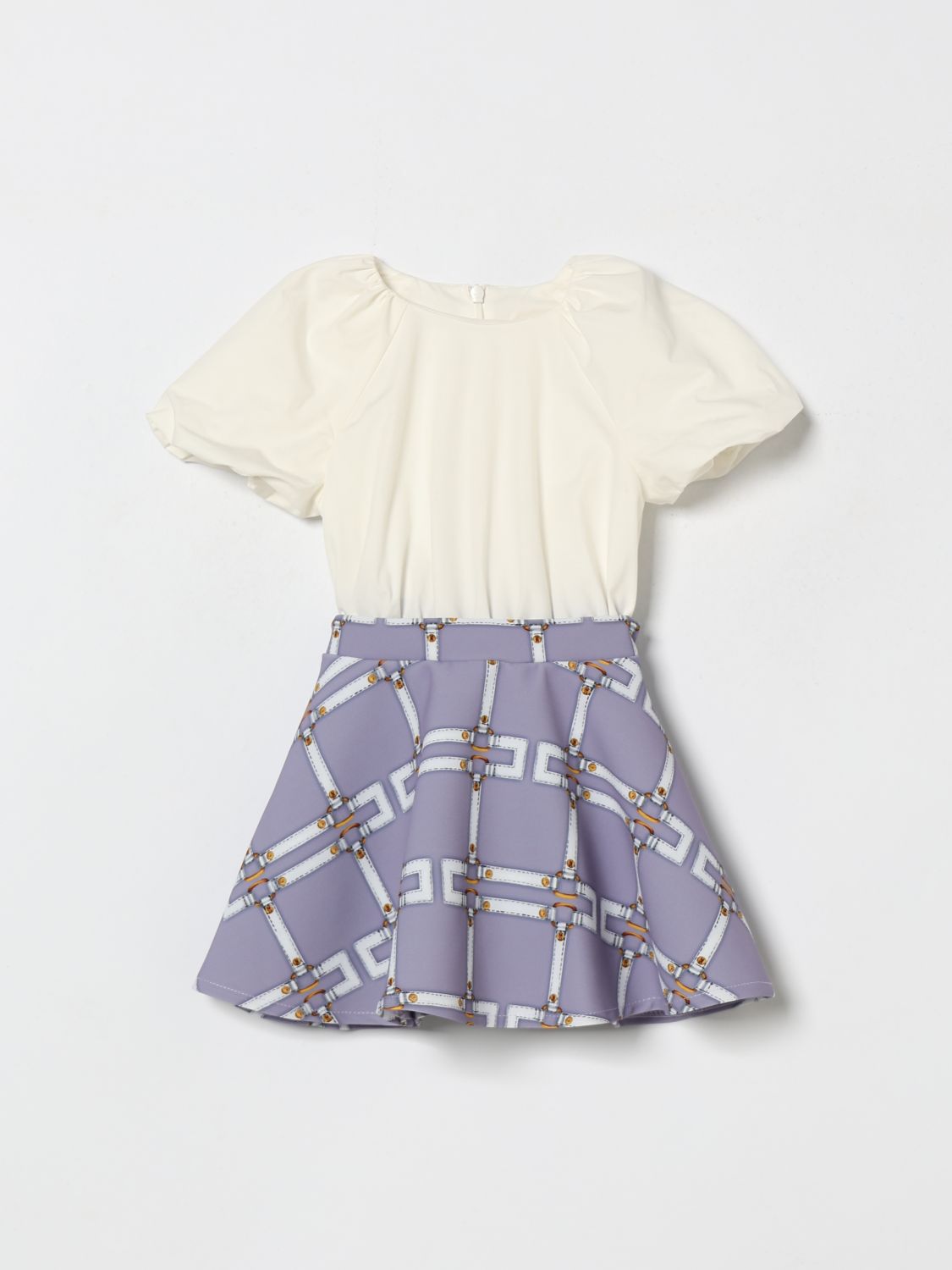 ELISABETTA FRANCHI LA MIA BAMBINA Kleid aus bedrucktem Baumwollmischgewebe von