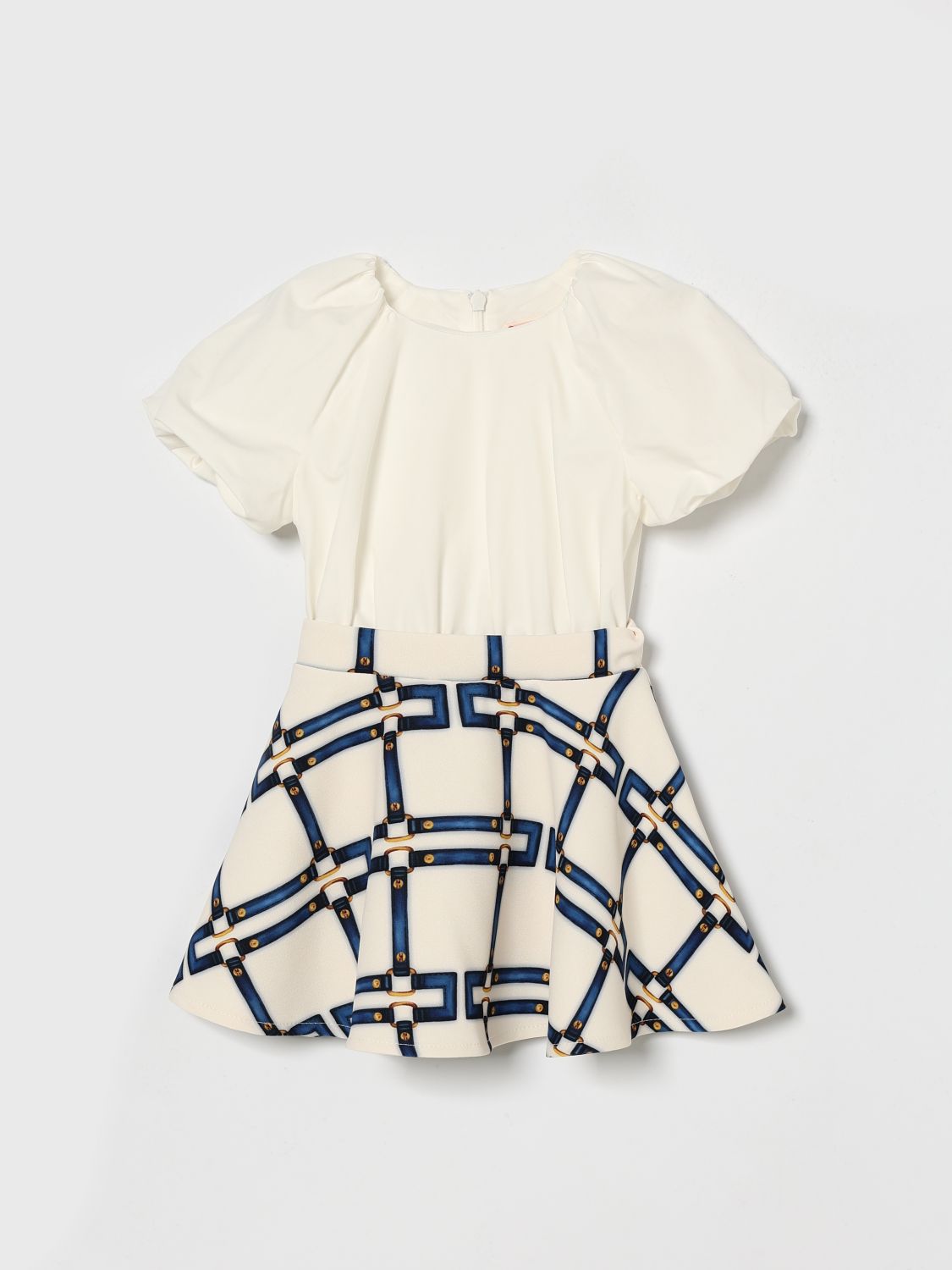 ELISABETTA FRANCHI LA MIA BAMBINA Kleid aus bedrucktem Baumwollmischgewebe von