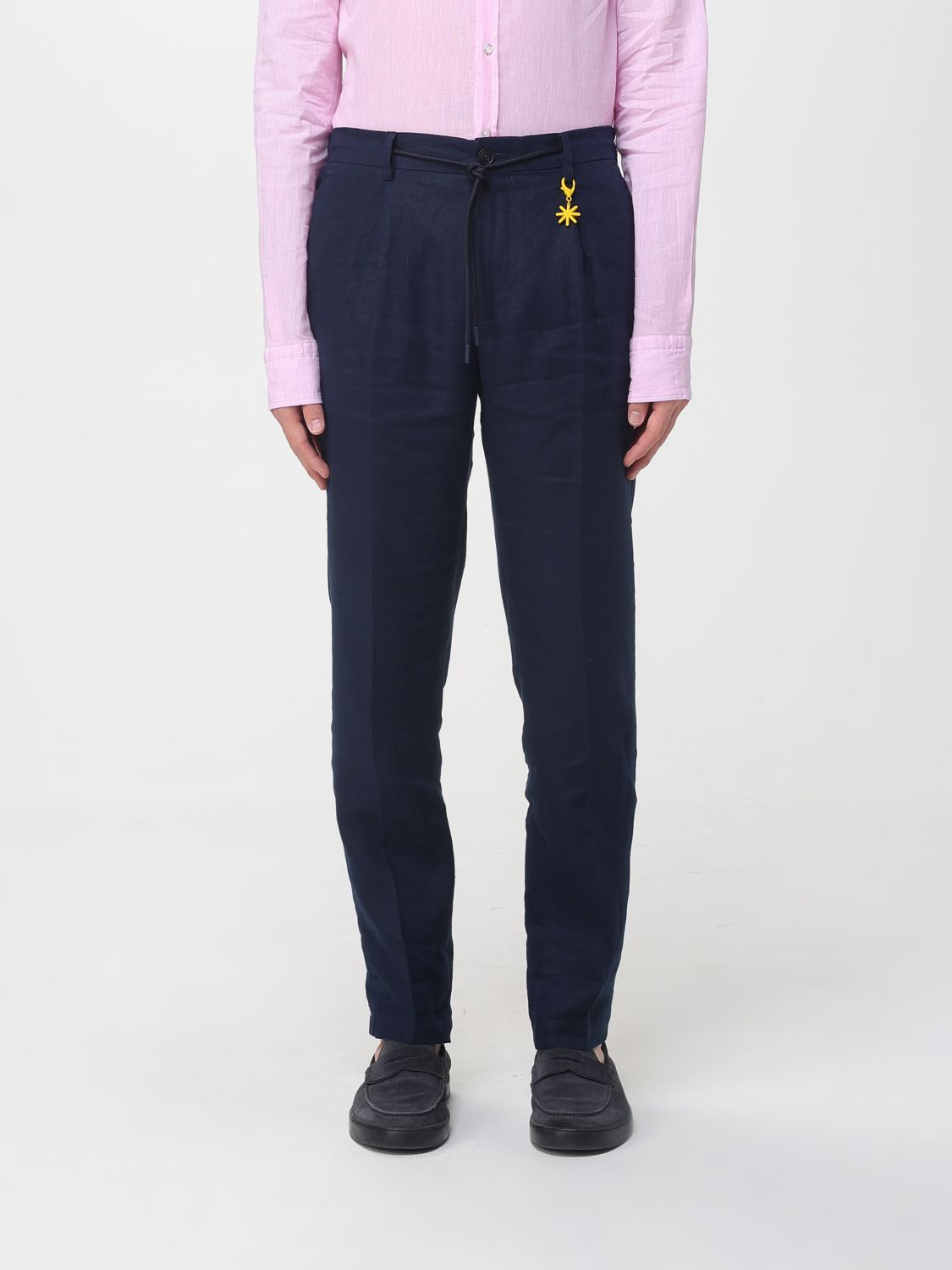 Manuel Ritz Linen Slim Fit Trousers with Drawstring