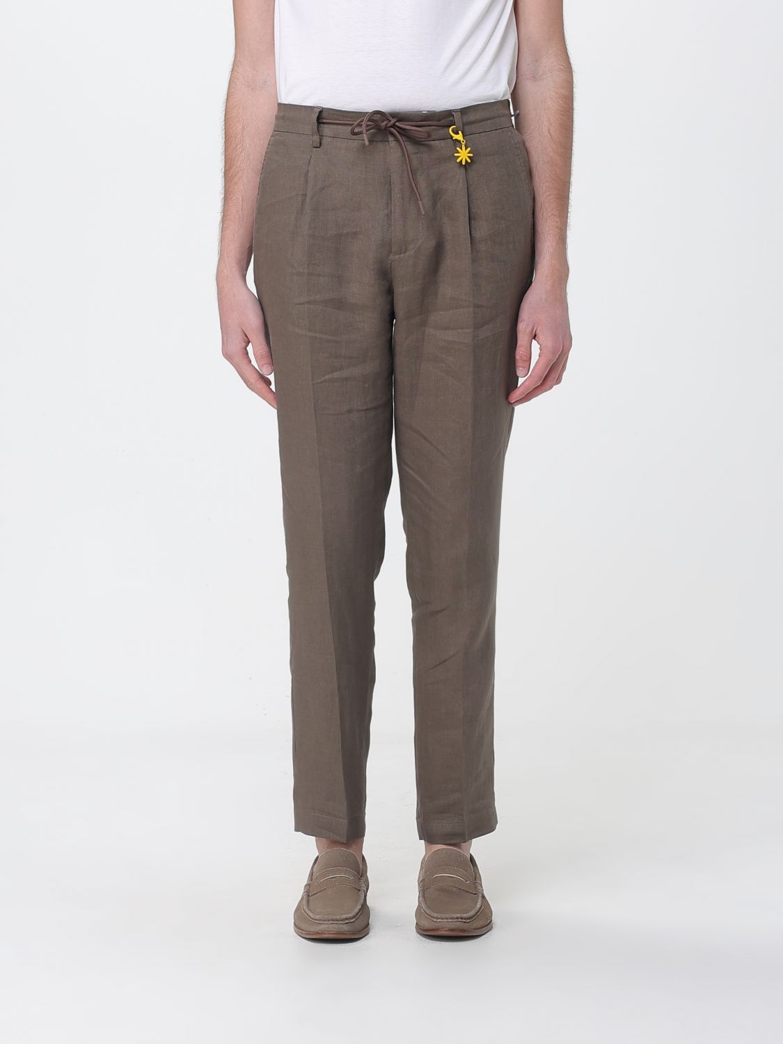 Manuel Ritz Linen Slim Fit Trousers with Drawstring