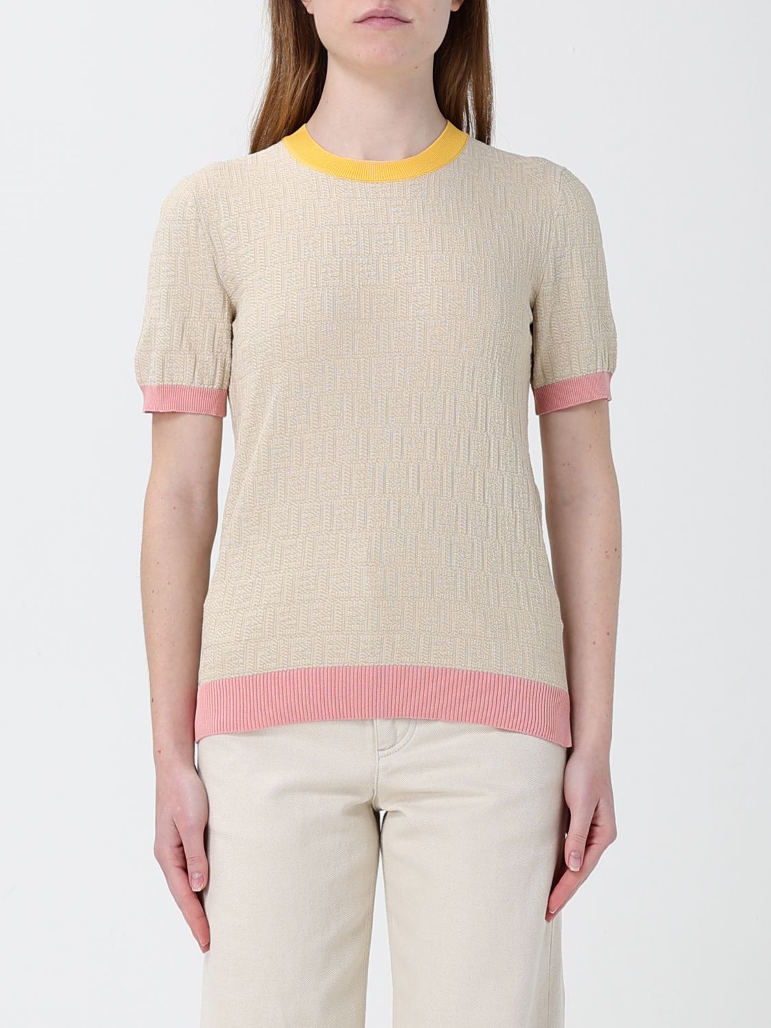 FENDI Pullover girocollo in cotone e seta