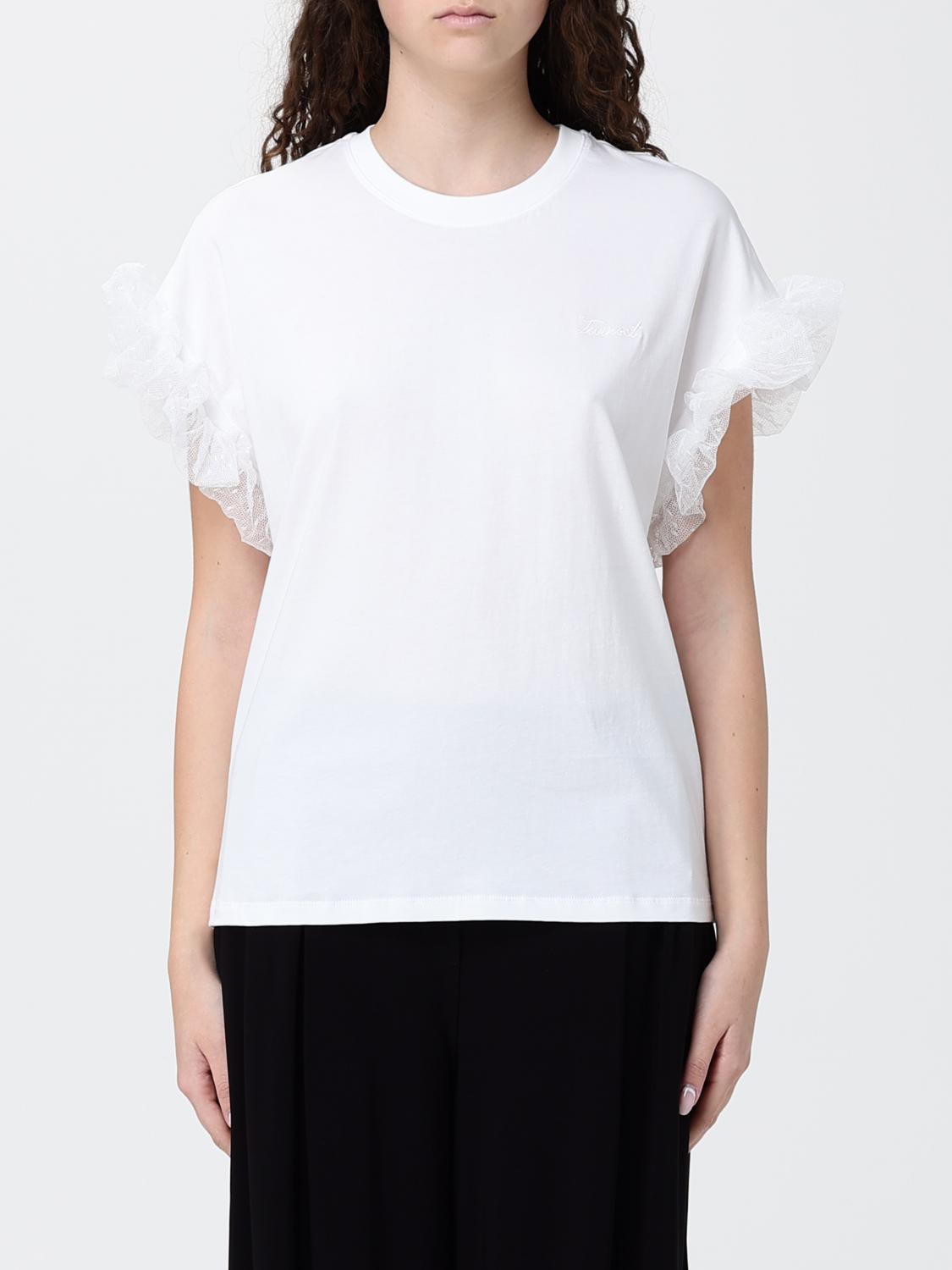 Twinset Baumwoll-T-Shirts mit Rüschen