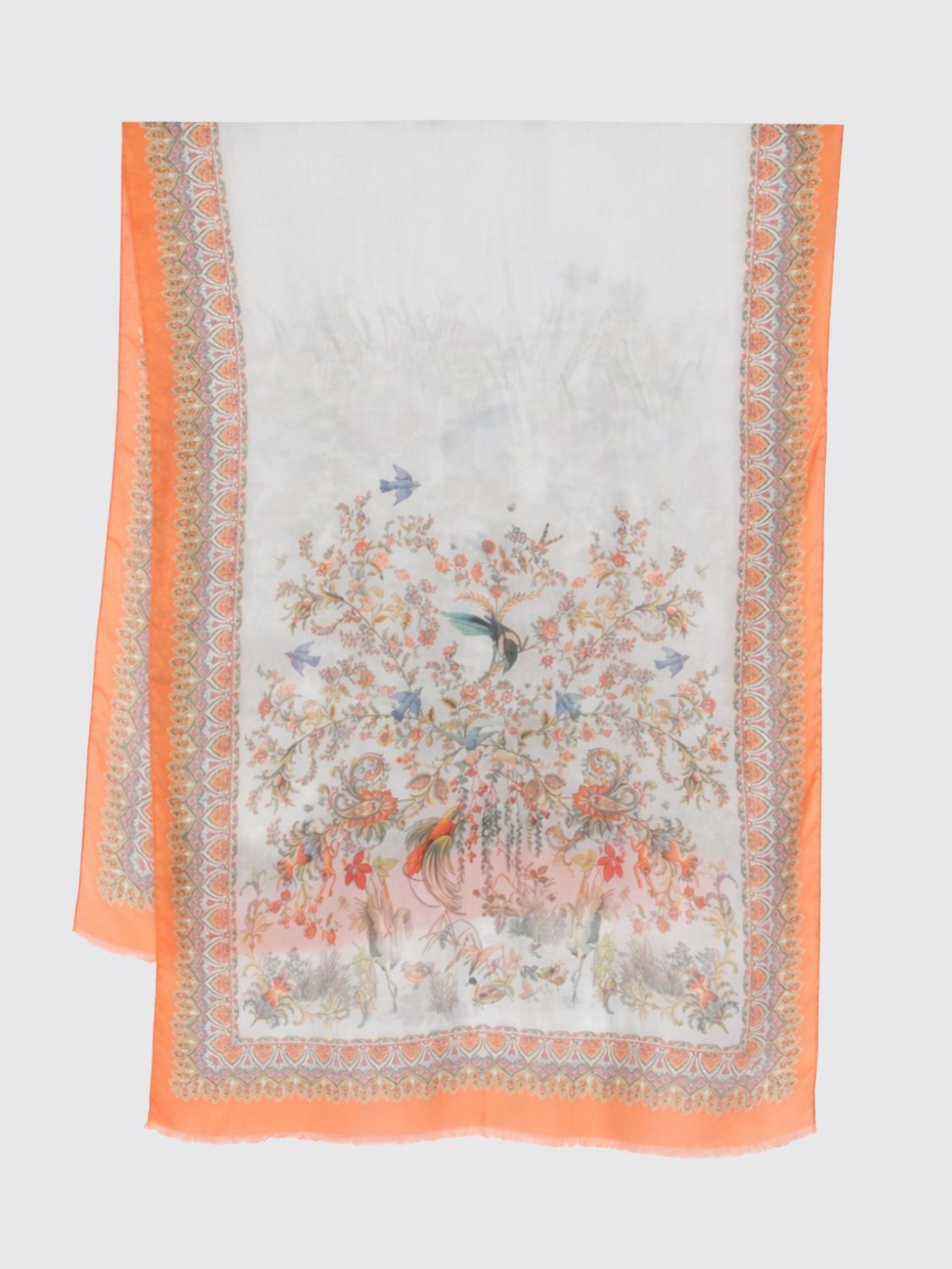 ETRO ETRO Cotton Blend Scarf with Floral Print　ETRO コットンブレンド スカーフ フラワープリント