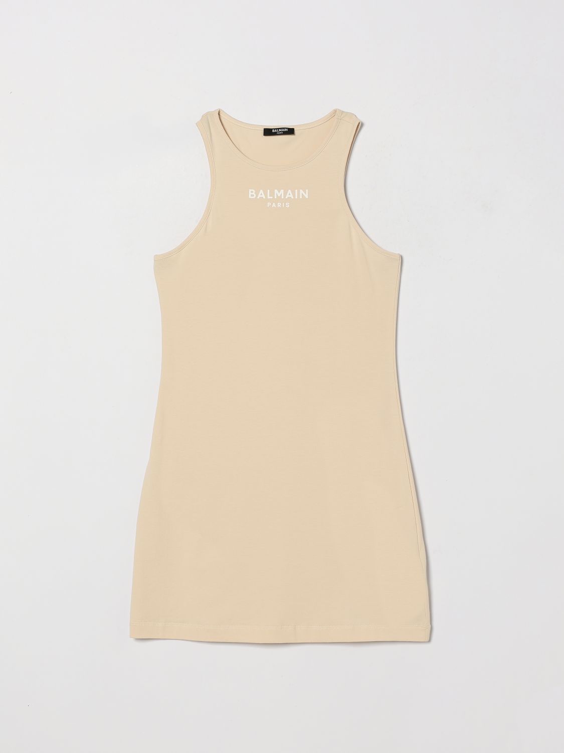 BALMAIN Abito a canotta in cotone stretch