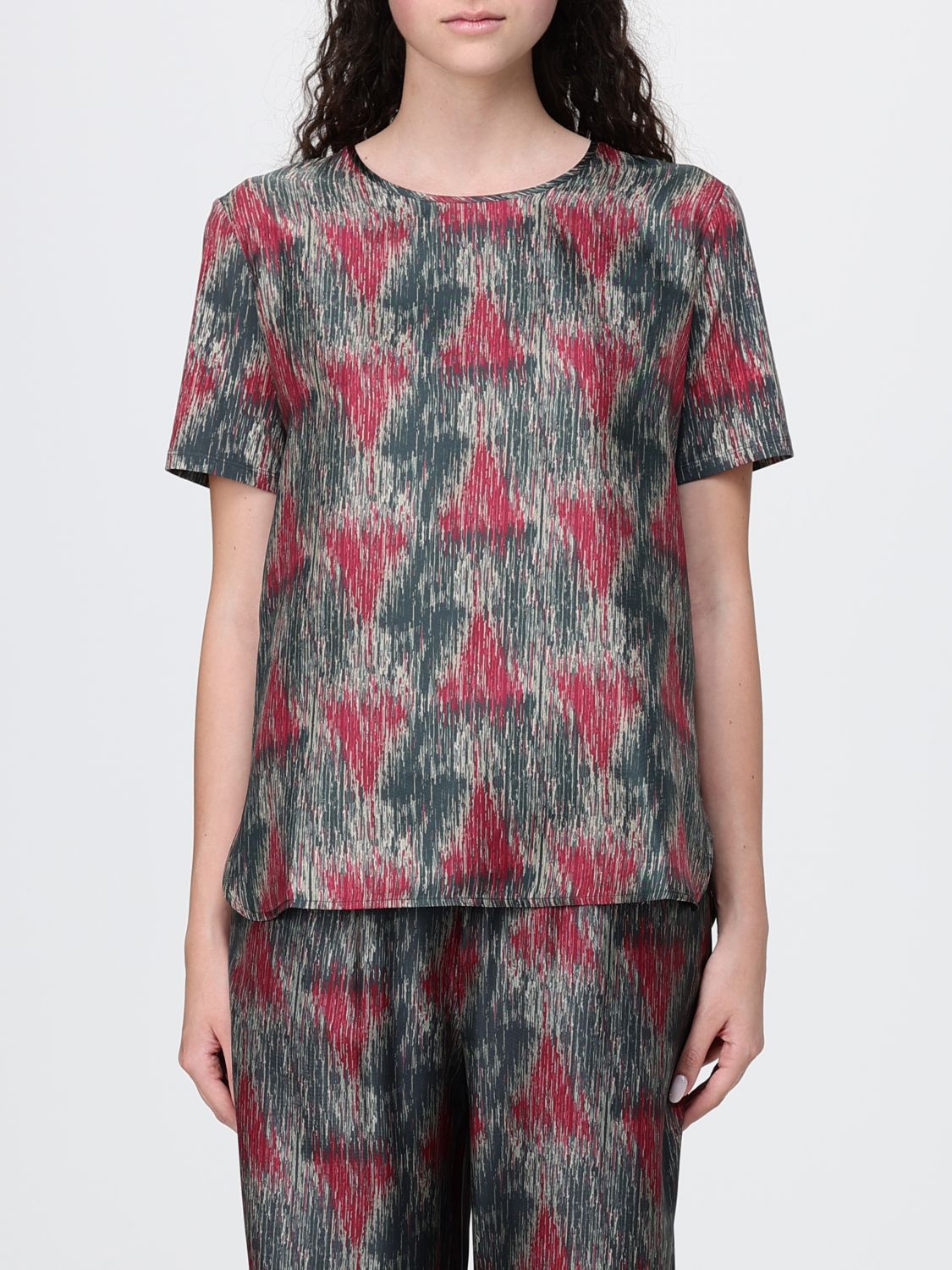 Mm Max Mara Satin Blouse In Gray