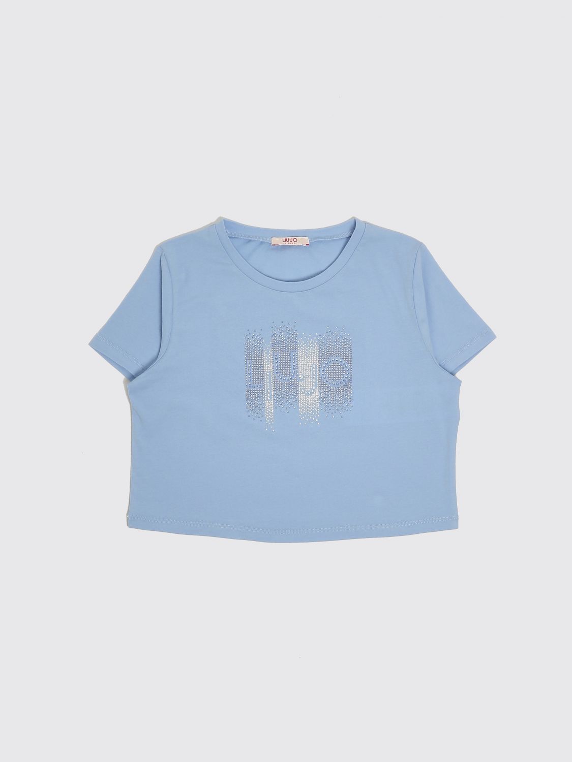 LIU JO T-shirt in cotone con logo di strass