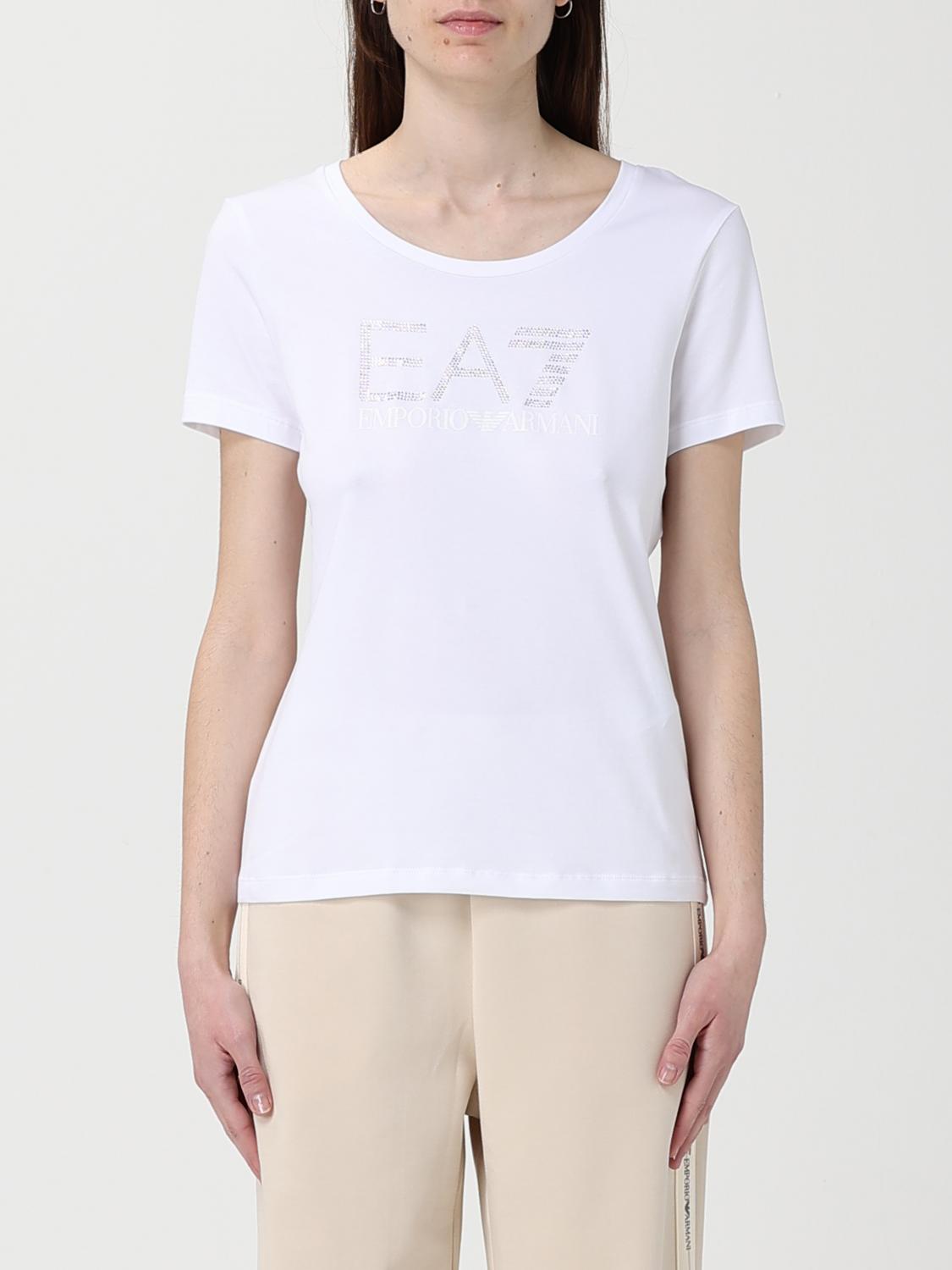 EA7 Baumwoll-T-Shirts mit Strass-Logo