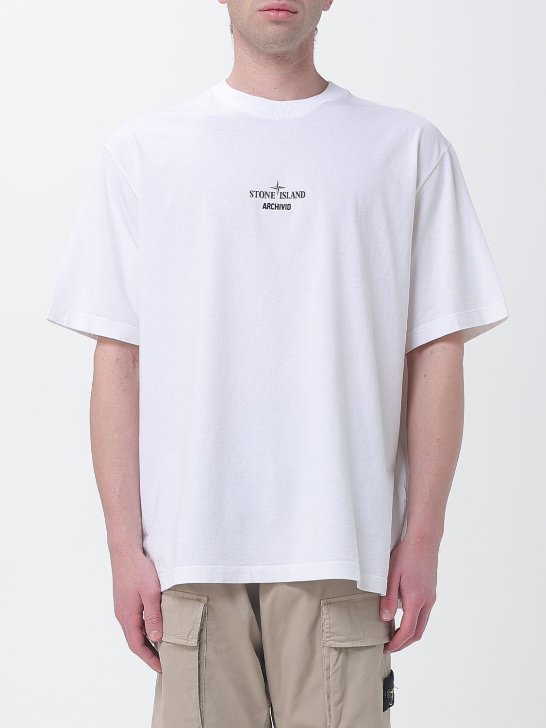 STONE ISLAND Cotton T-Shirt with Logo　STONE ISLAND ロゴ入りコットン Tシャツ STONE