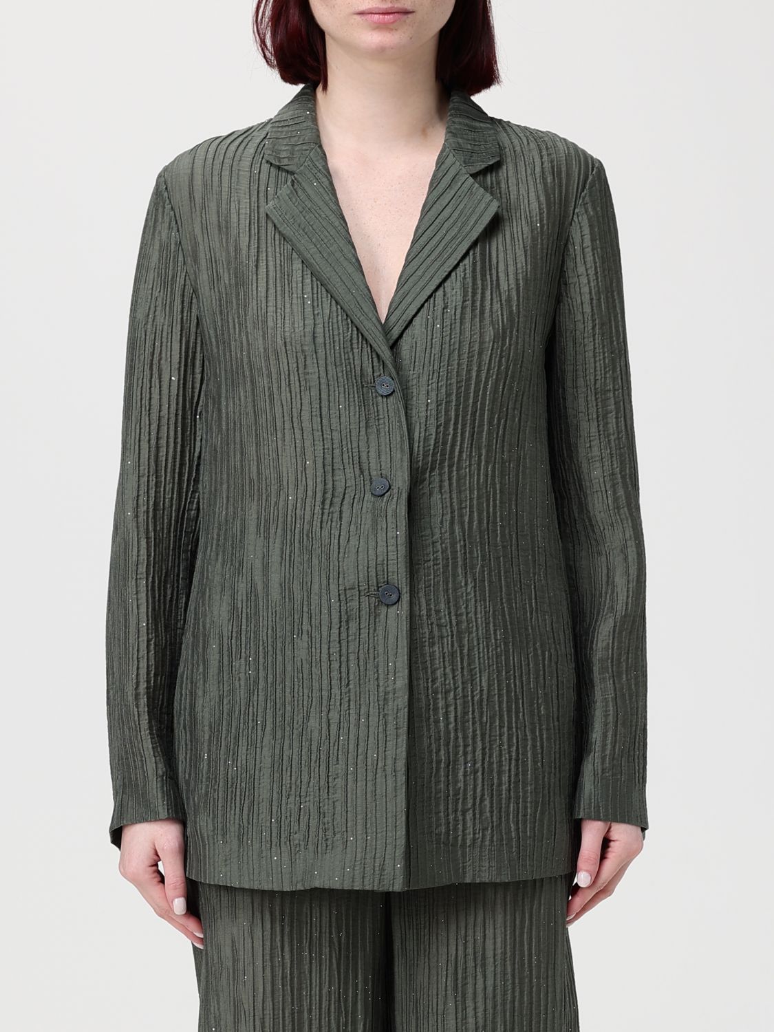 Emporio Armani Pleated Blazer in Lyocell Blend · 42