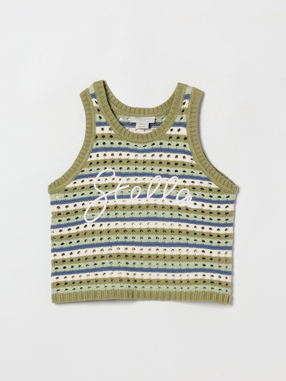 STELLA MCCARTNEY KIDS Striped Openwork Knit Top　STELLA MCCARTNEY KIDS ストライプ透かしニットトップ STELLA