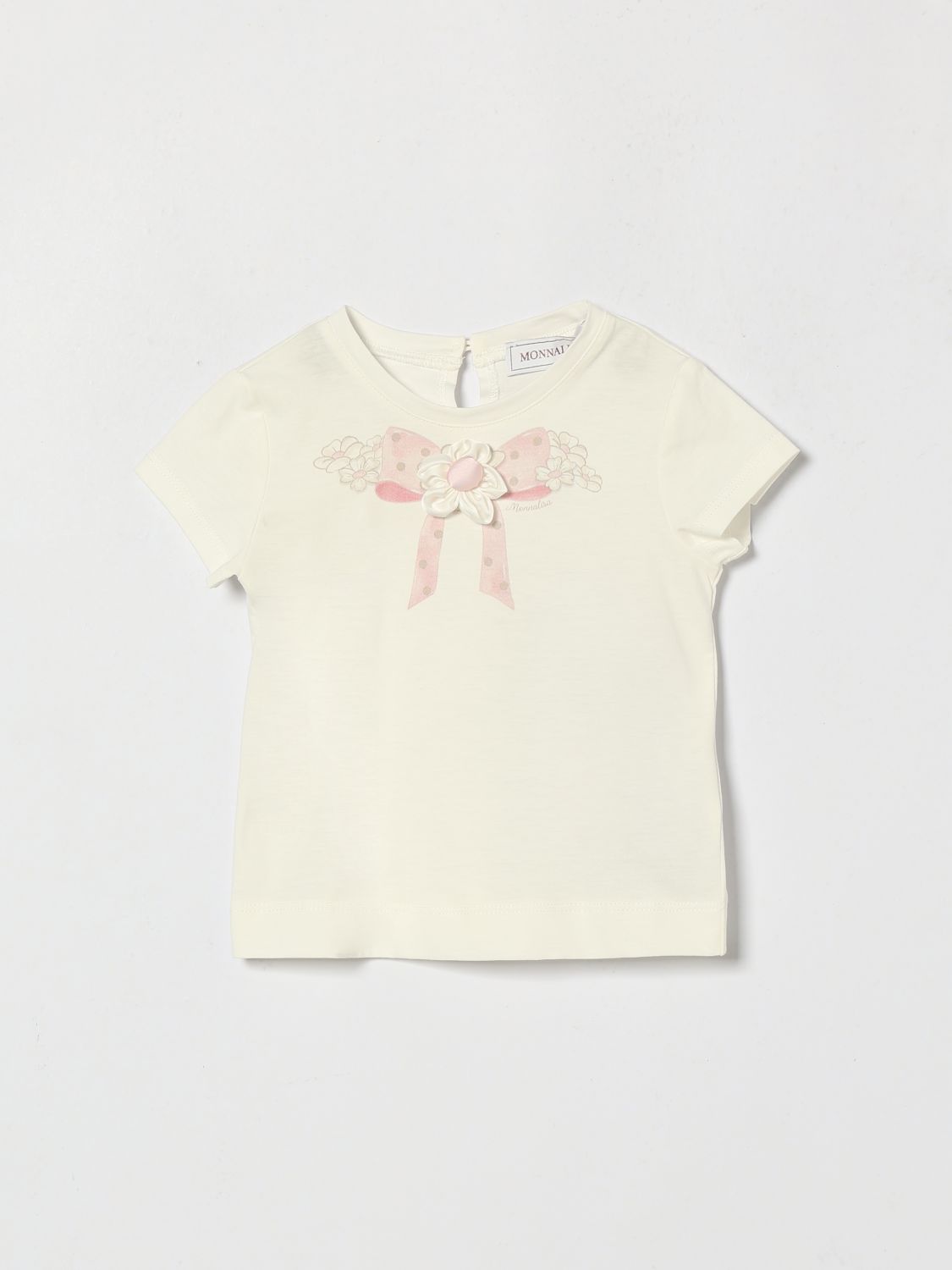 MONNALISA T-shirt in cotone con fiocco e fiori