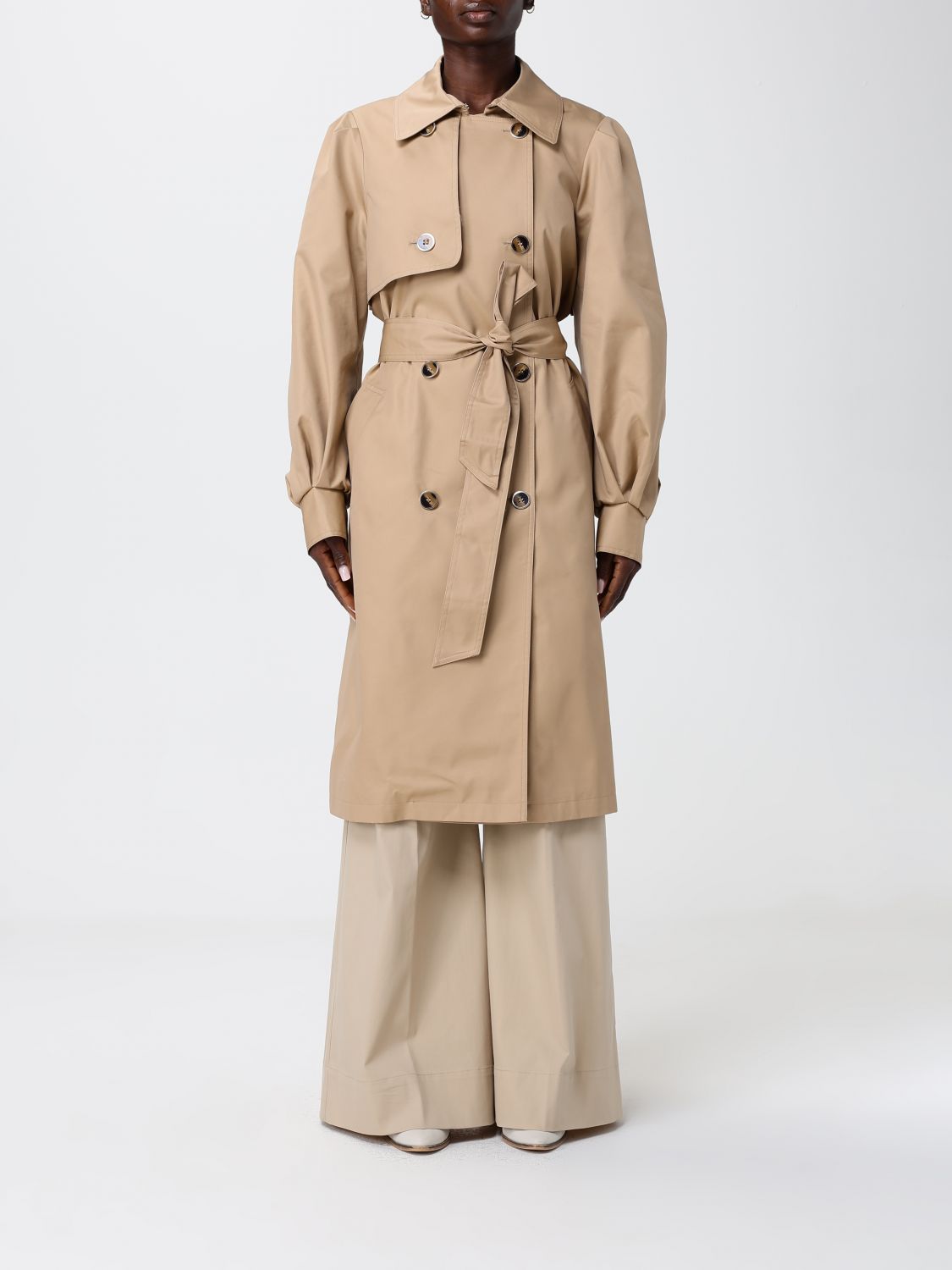 Twinset Zweireihiger Trenchcoat aus Baumwollmischung