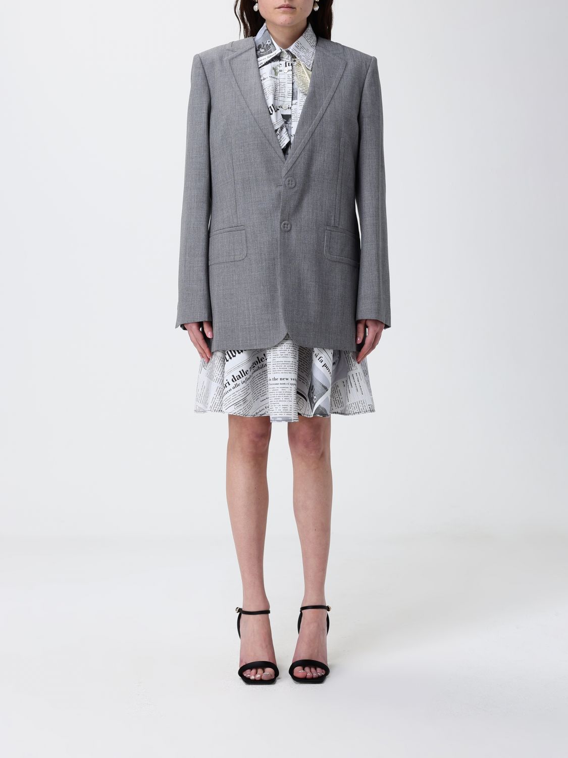 MOSCHINO COUTURE Single-Breasted Wool Blend Blazer