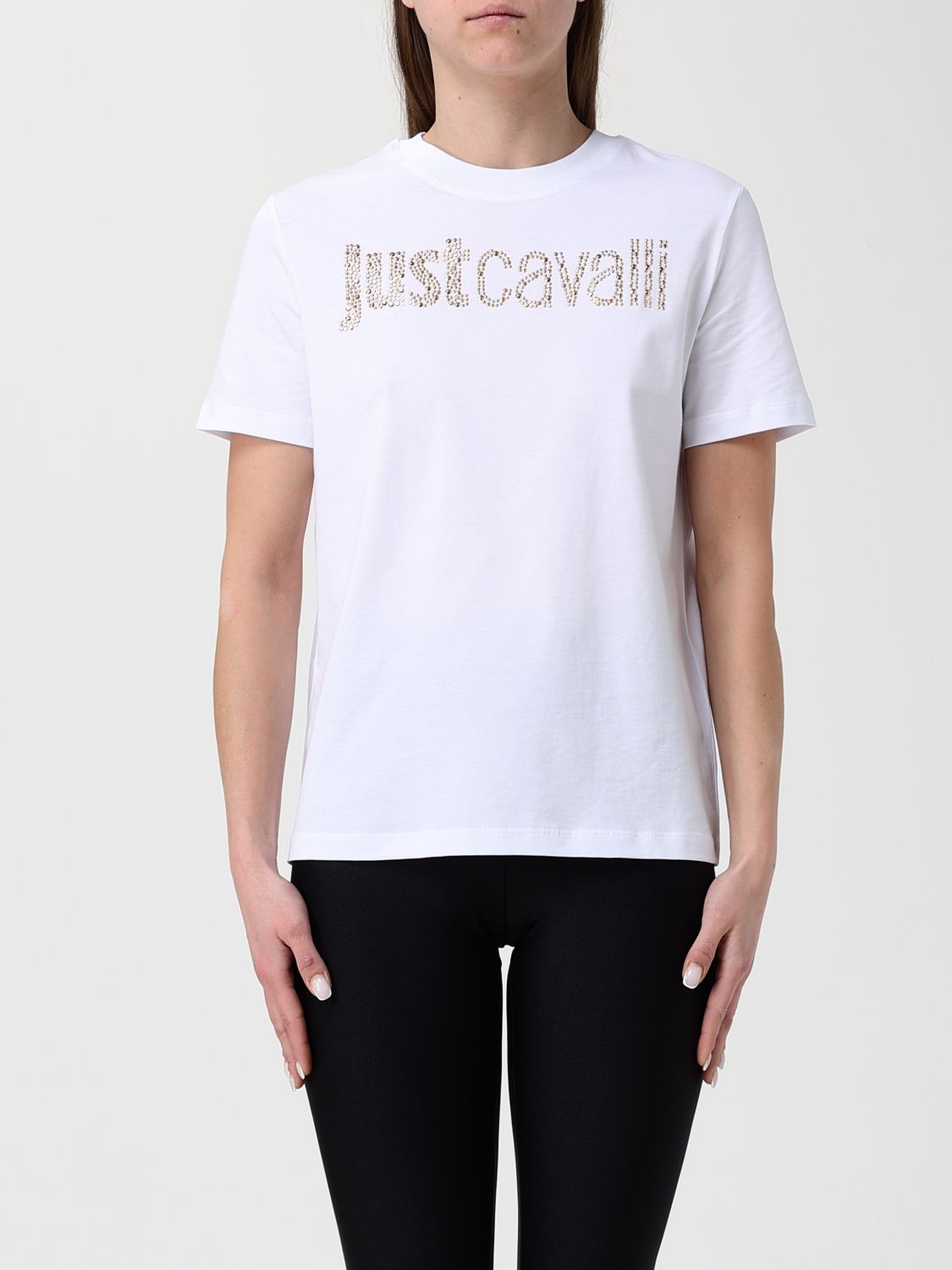 JUST CAVALLI Baumwoll-T-Shirts mit Strass-Logo